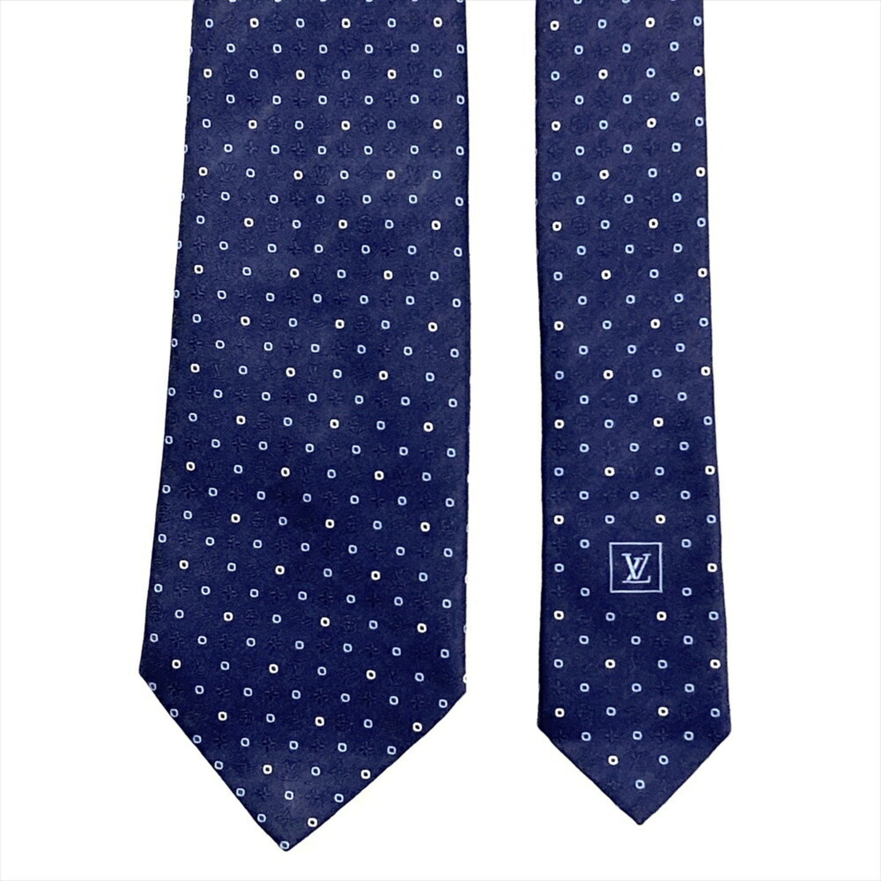 LOUIS VUITTON Necktie Silk 146cm M71705 TT0197 Monogram Navy