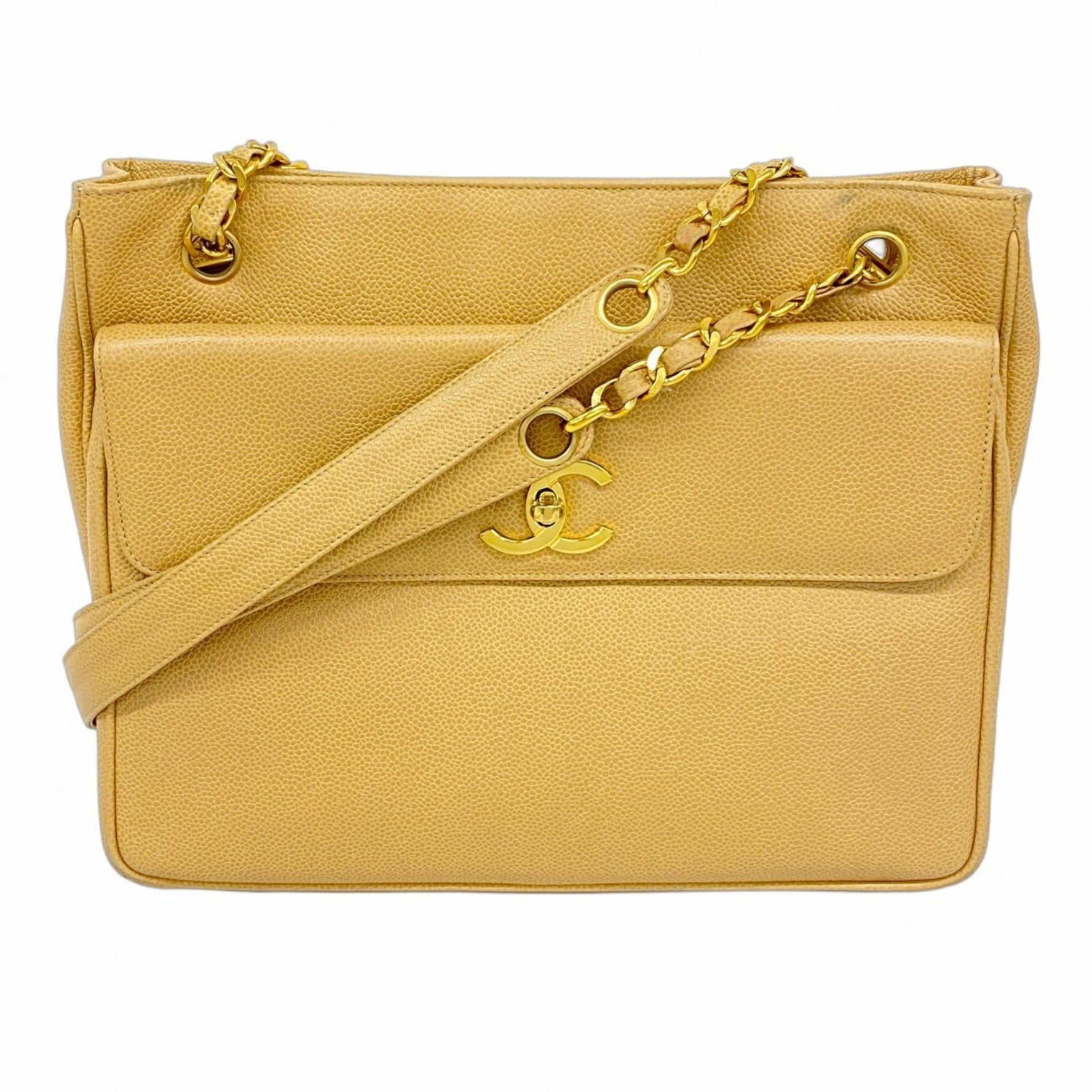 Chanel tote bag in caviar leather, light brown