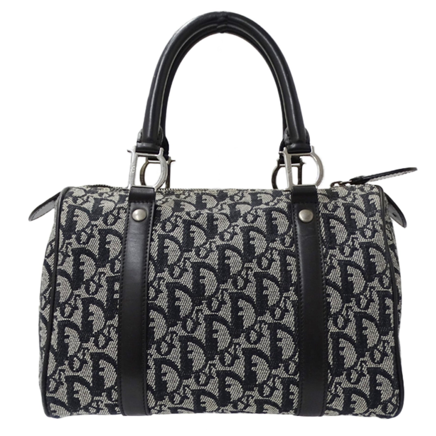 Christian Dior Dior Trotter Handbag, Canvas, Oblique Mini Boston Bag