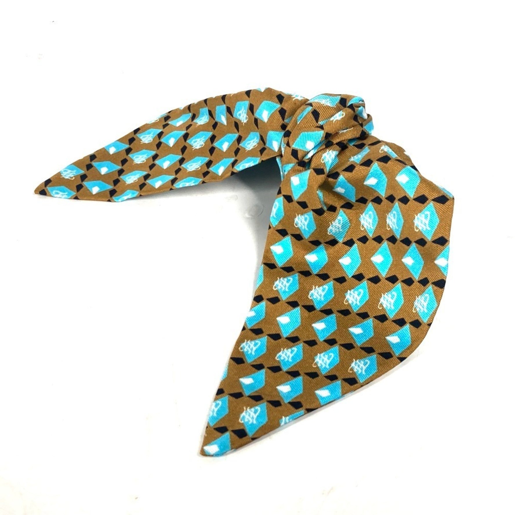 FENDI Logo Hair Clip Accessory Barrette Silk Brown