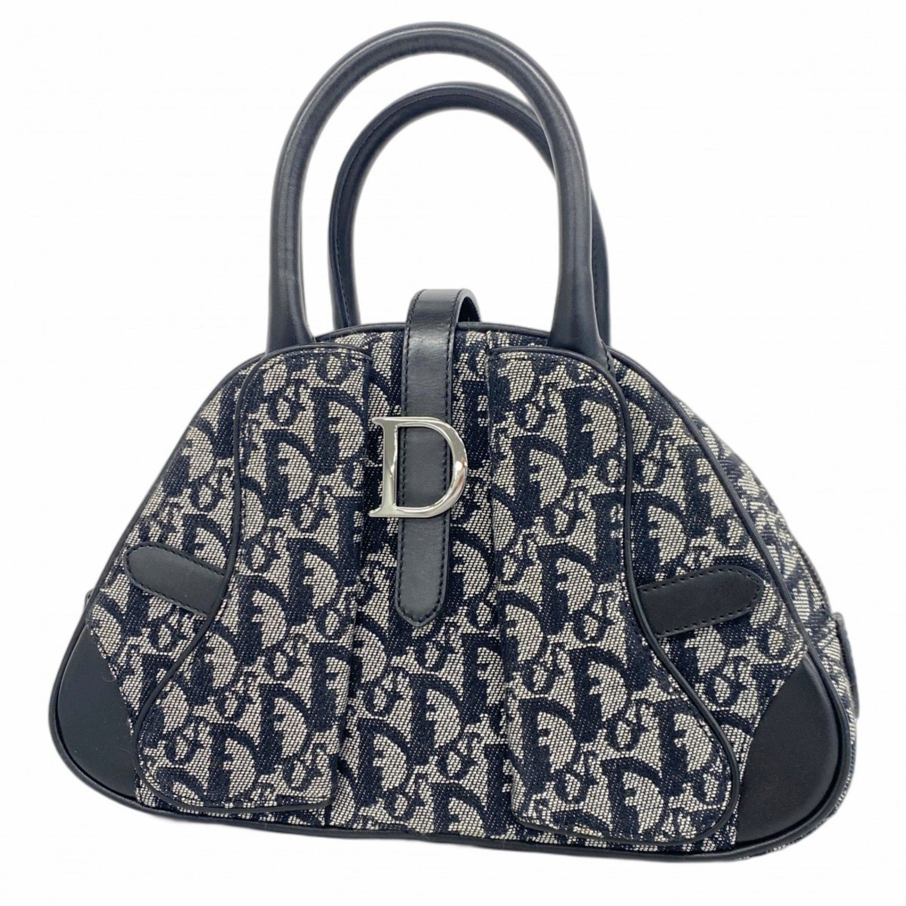 Christian Dior Trotter Double Saddle Canvas Handbag in Black and Grey for Women