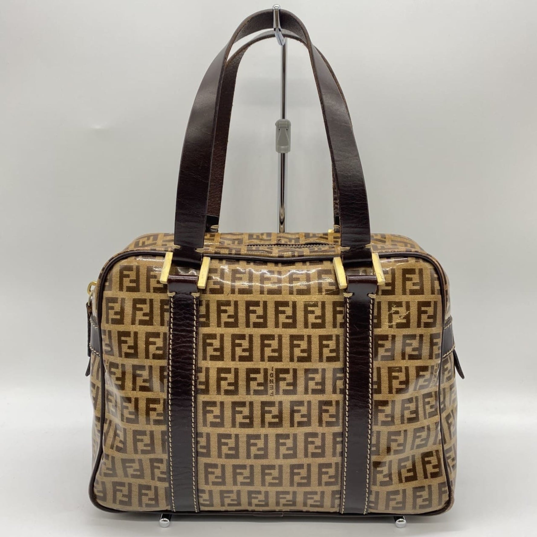 FENDI Zucchino handbag, tote bag, shoulder coated canvas and leather, women