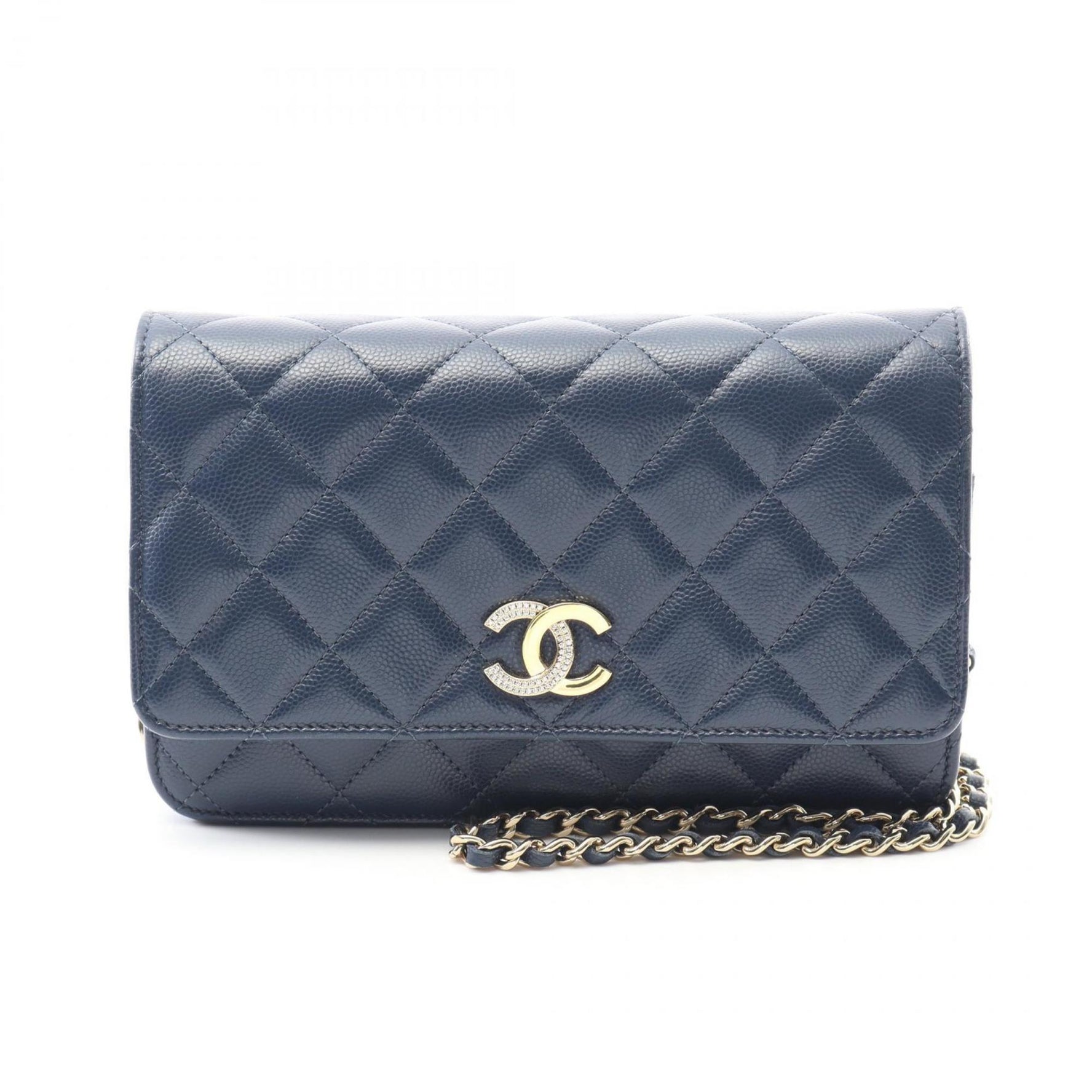 CHANEL Matelasse Shoulder Bag in Calfskin Leather, Navy Blue, AP4246