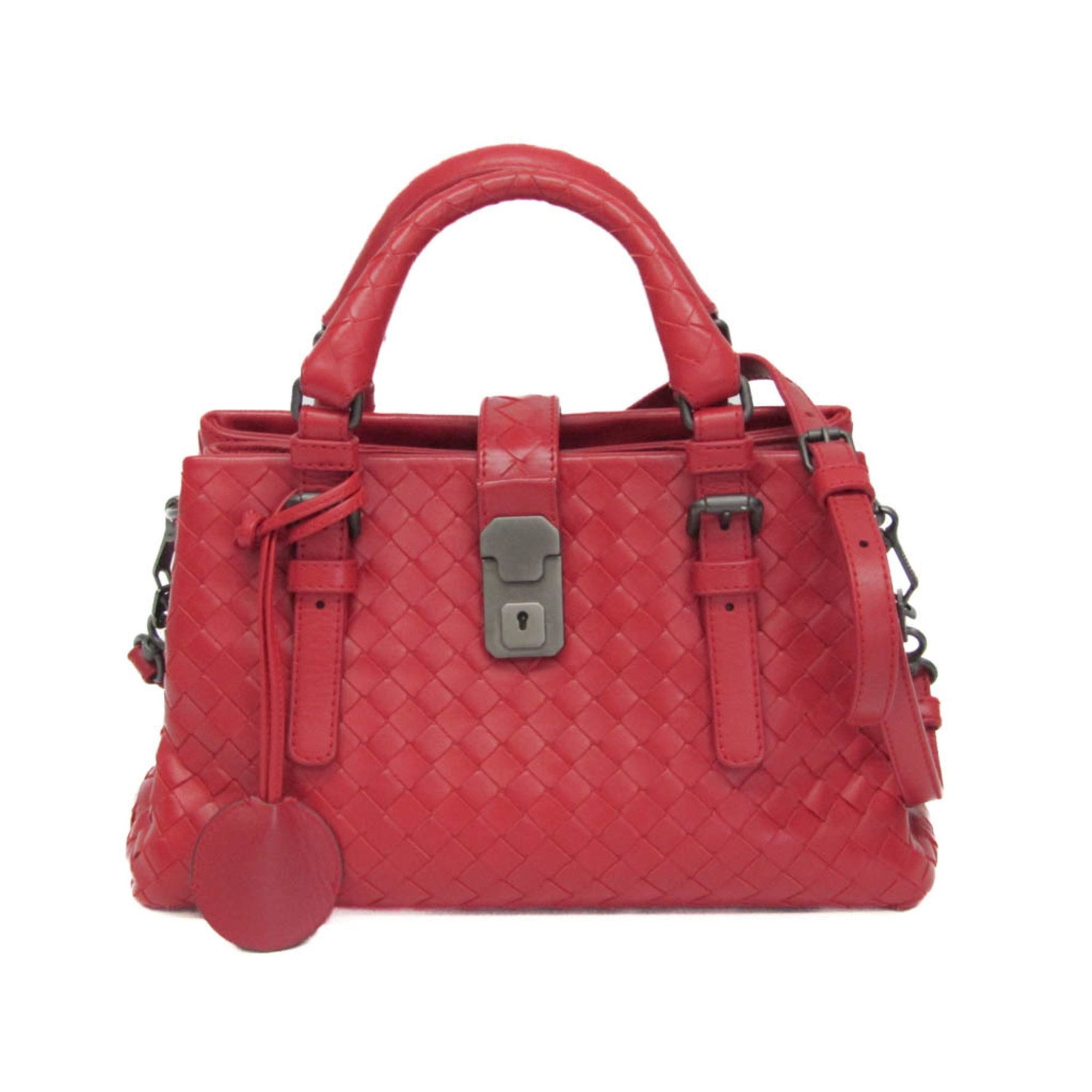 Bottega Veneta Intrecciato Baby Roma Bag Leather Handbag,Shoulder Bag Red Color