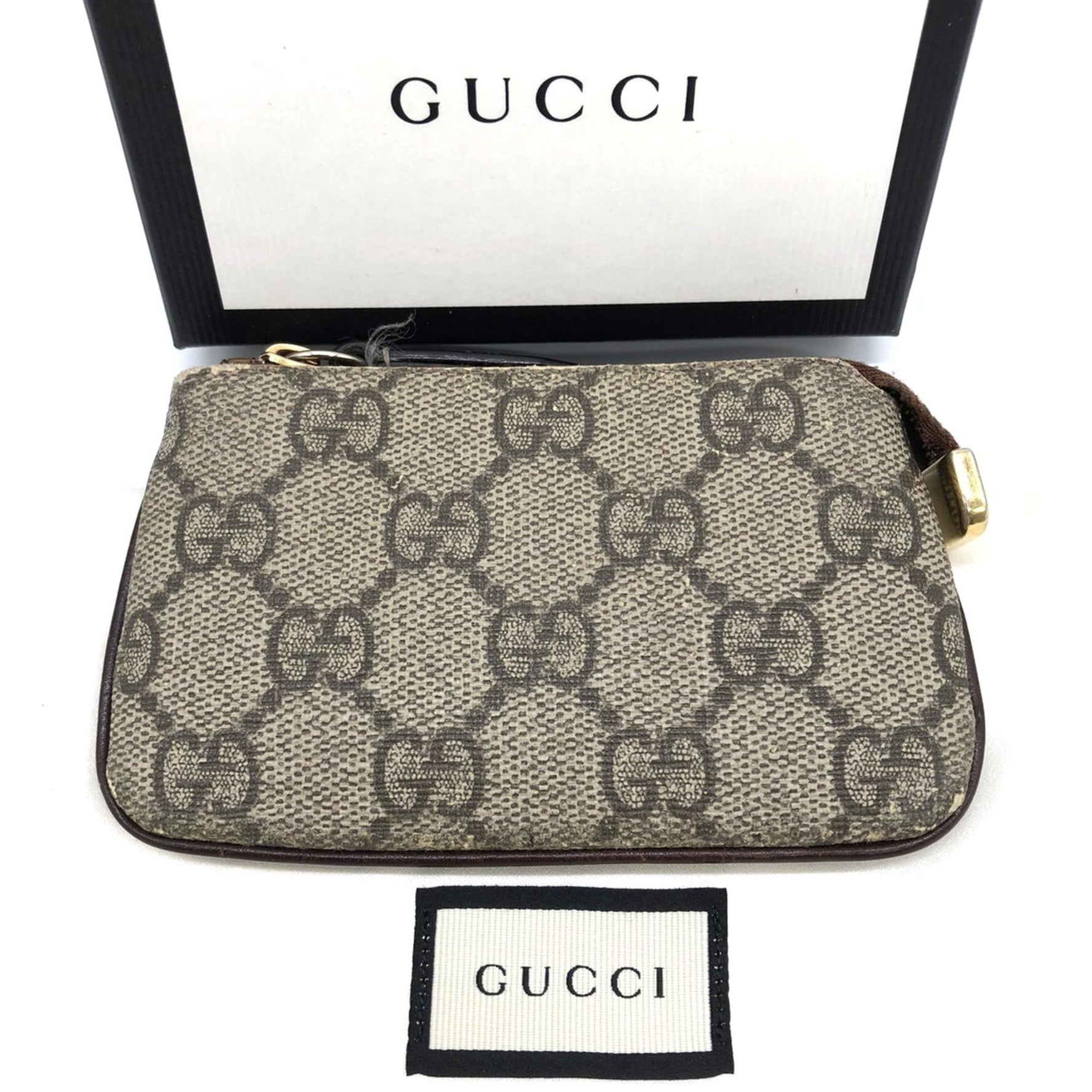 GUCCI Coin Case Mini Wallet Keychain GG Supreme Men's