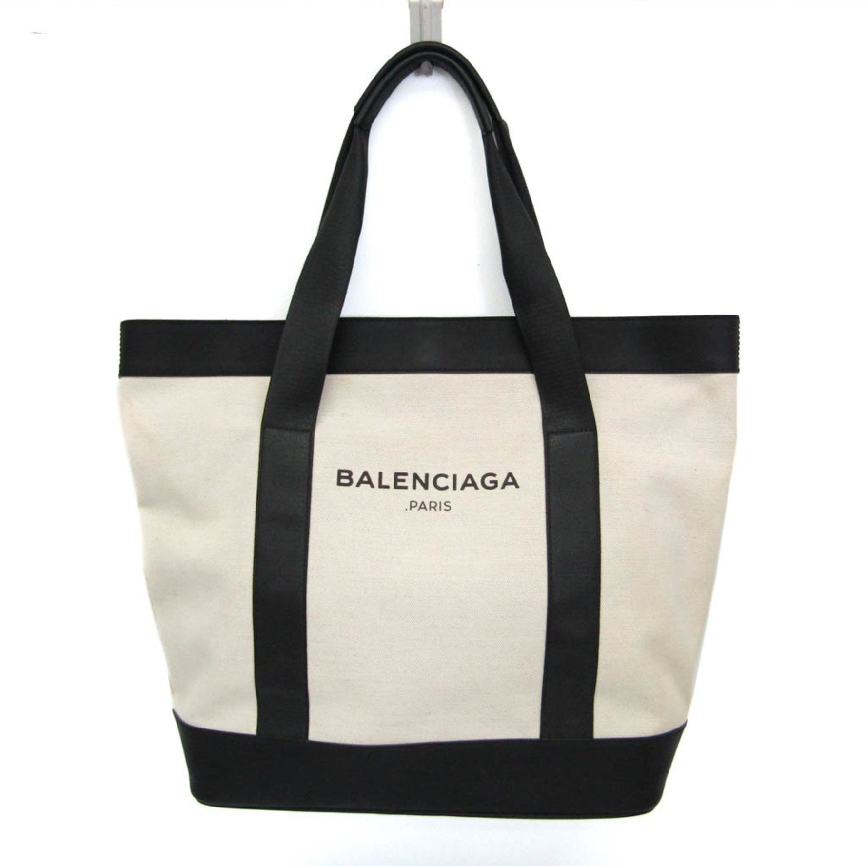 Balenciaga Navy Tote Women,Men Canvas,Leather Tote Bag Black,Off-white
