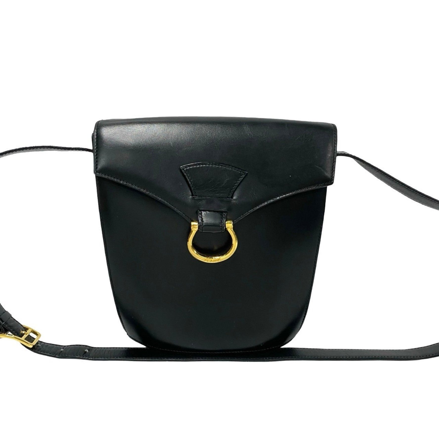 CELINE Vintage Gancini Logo Hardware Calf Leather Shoulder Bag Pochette