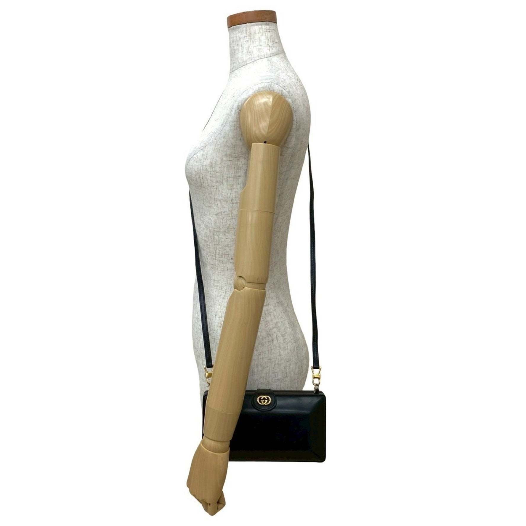 GUCCI Old GG Logo Hardware Leather Genuine Mini Shoulder Bag Pochette