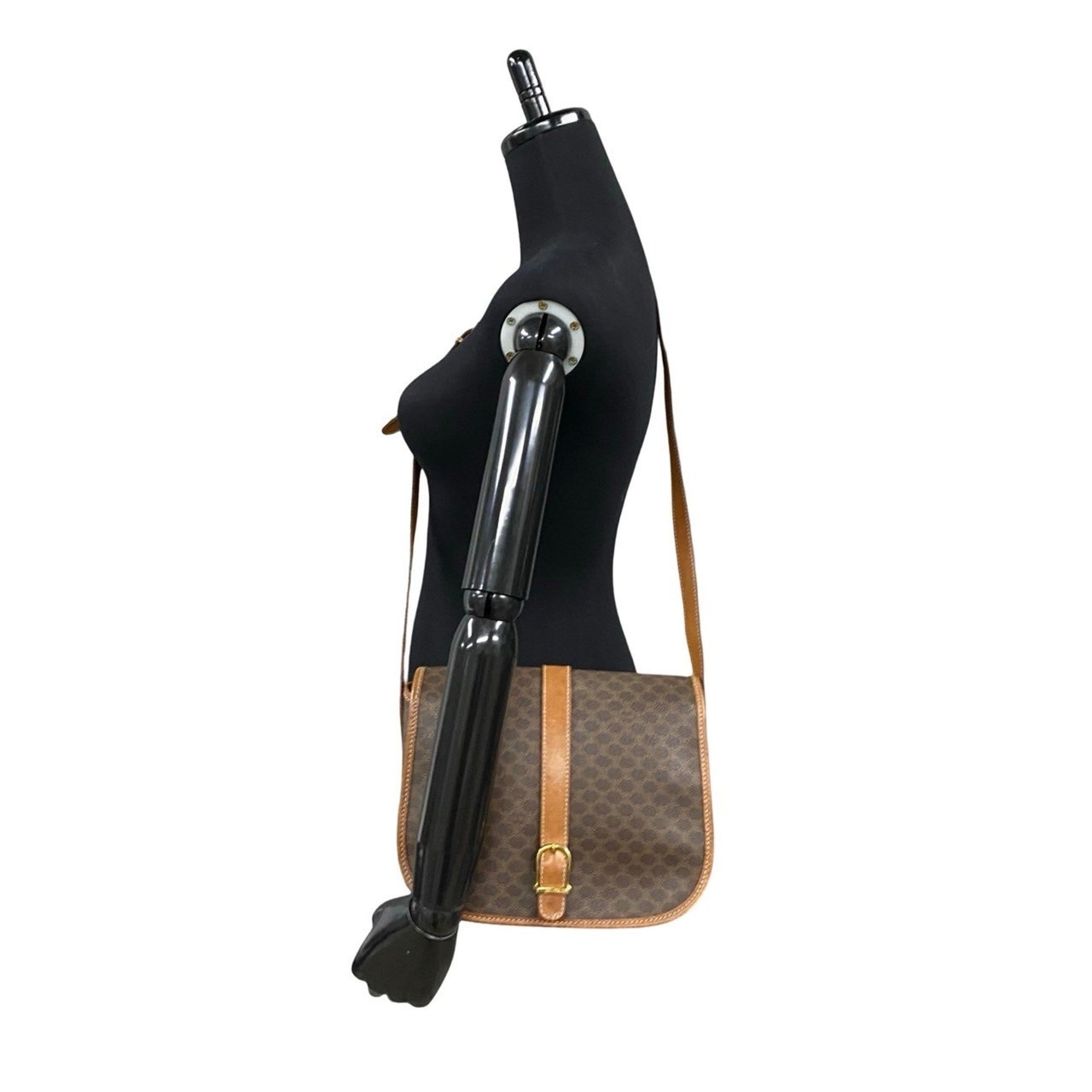 CELINE Vintage Macadam Blason Triomphe Leather Shoulder Bag/Pochette/Sacoche in