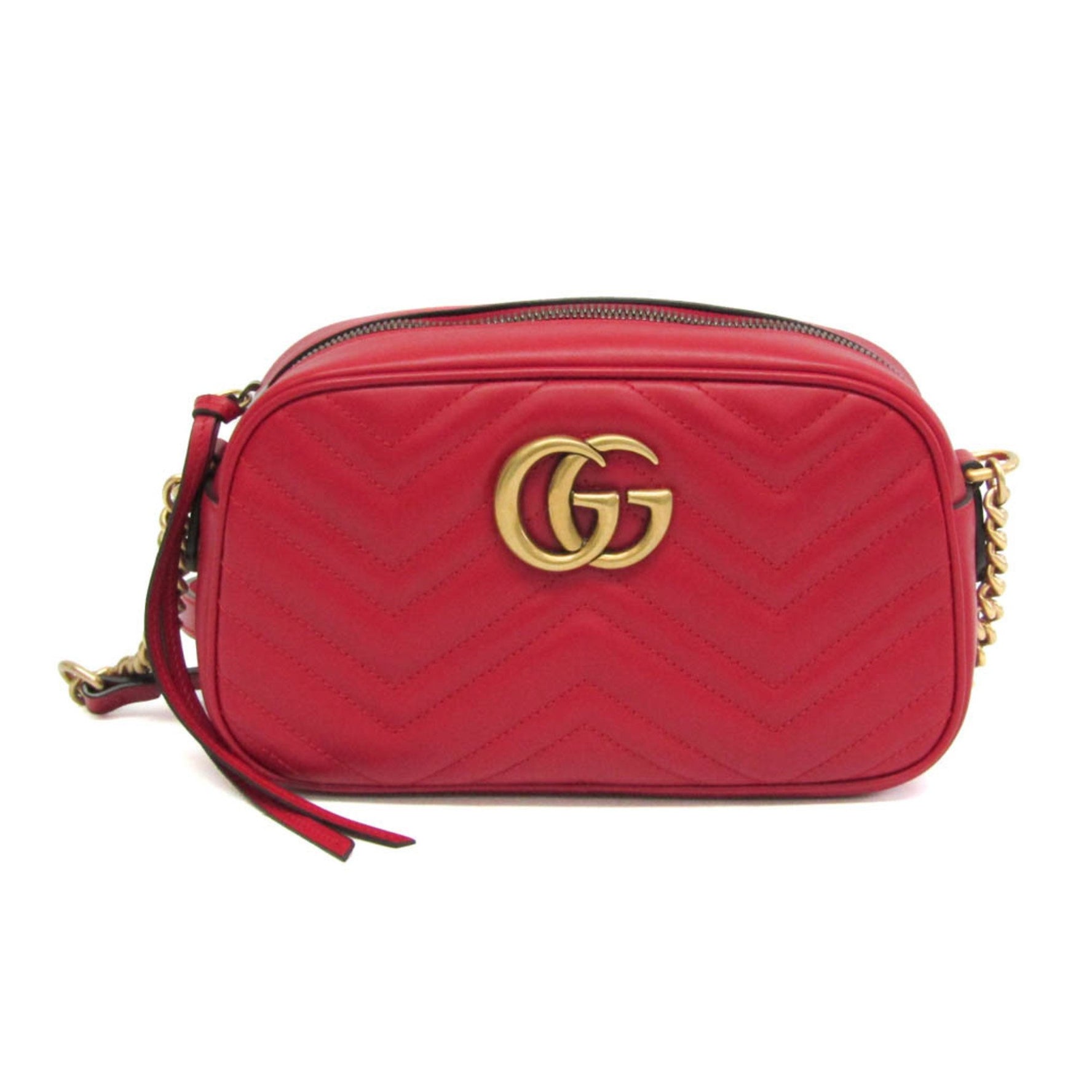 Gucci GG Marmont Small Camera Bag Leather Shoulder Bag Red Color
