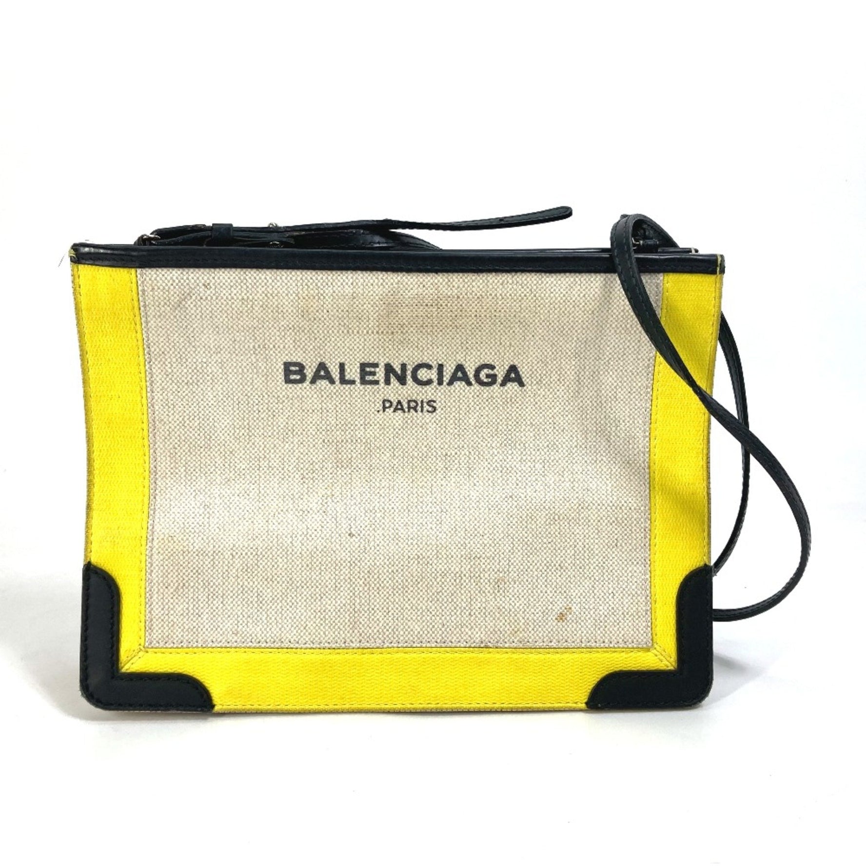 Balenciaga Crossbody Clutch bag pouch Shoulder Bag yellow Black x Beige