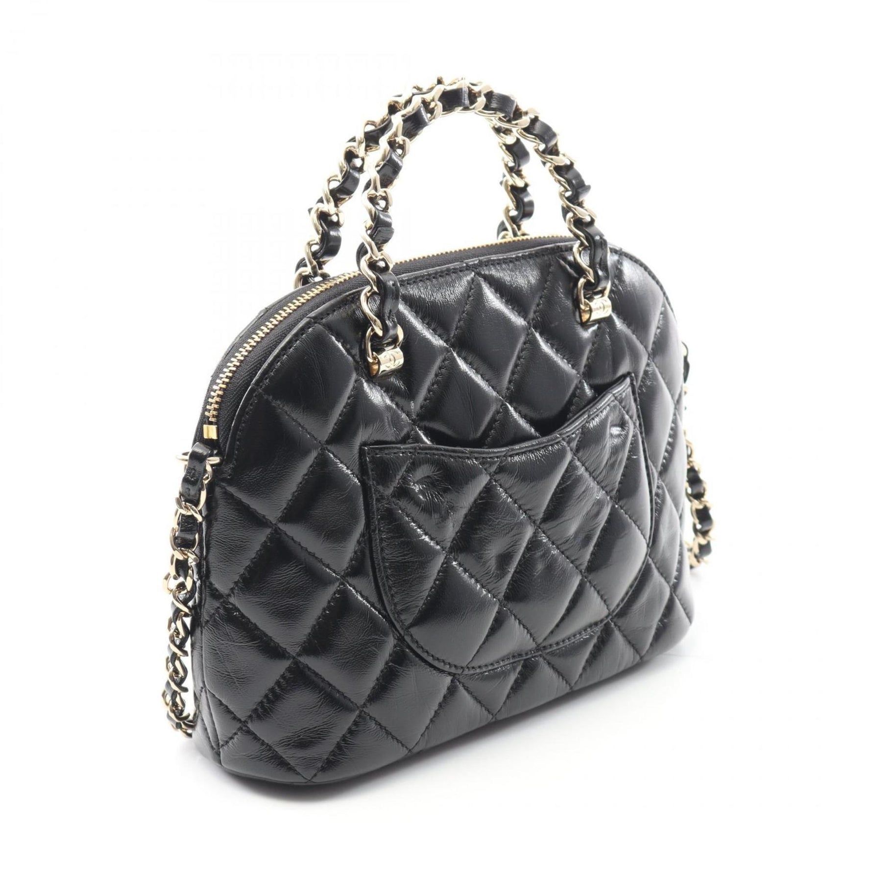 CHANEL Matelasse Shoulder Bag in Shiny Lambskin, Black, AS5130