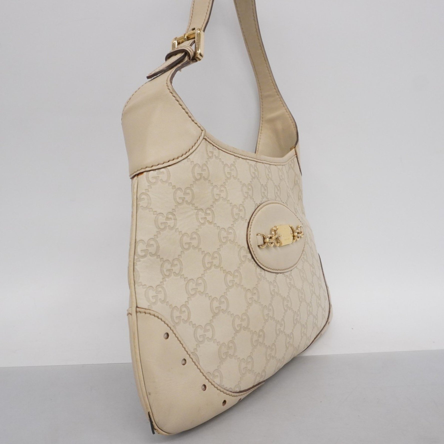 Gucci Shoulder Bag Guccissima Leather Ivory Beige