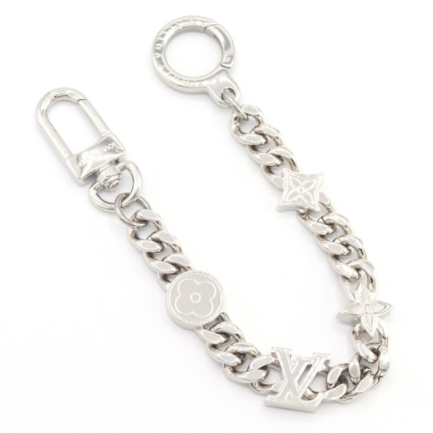 Louis Vuitton Bag Charm Monogram Element Chain M01468 Silver Metal Wallet Key Ring Holder Women Men LOUIS VUITTON