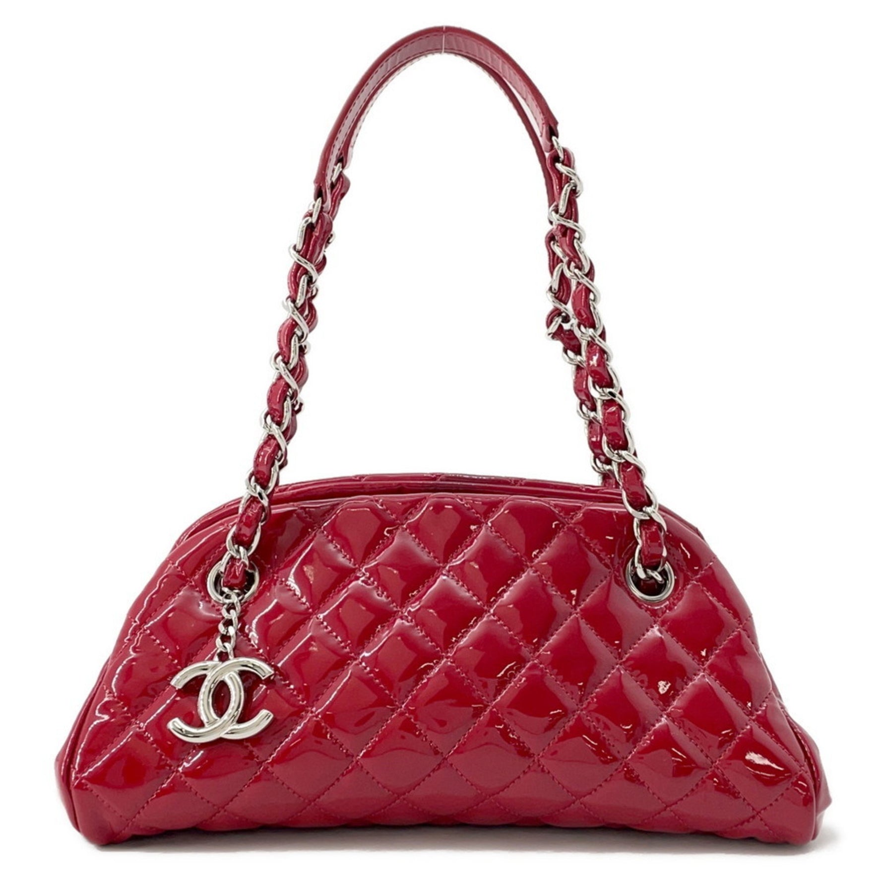 Chanel Chain Shoulder Bag Mademoiselle Bowling Patent Leather