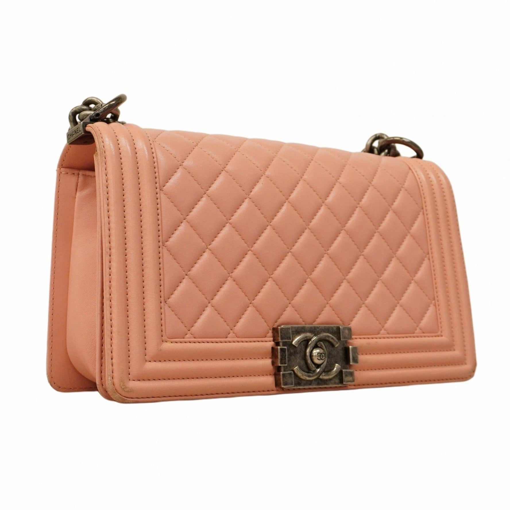 Chanel Shoulder Bag Boy Chain Lambskin Pink Women's