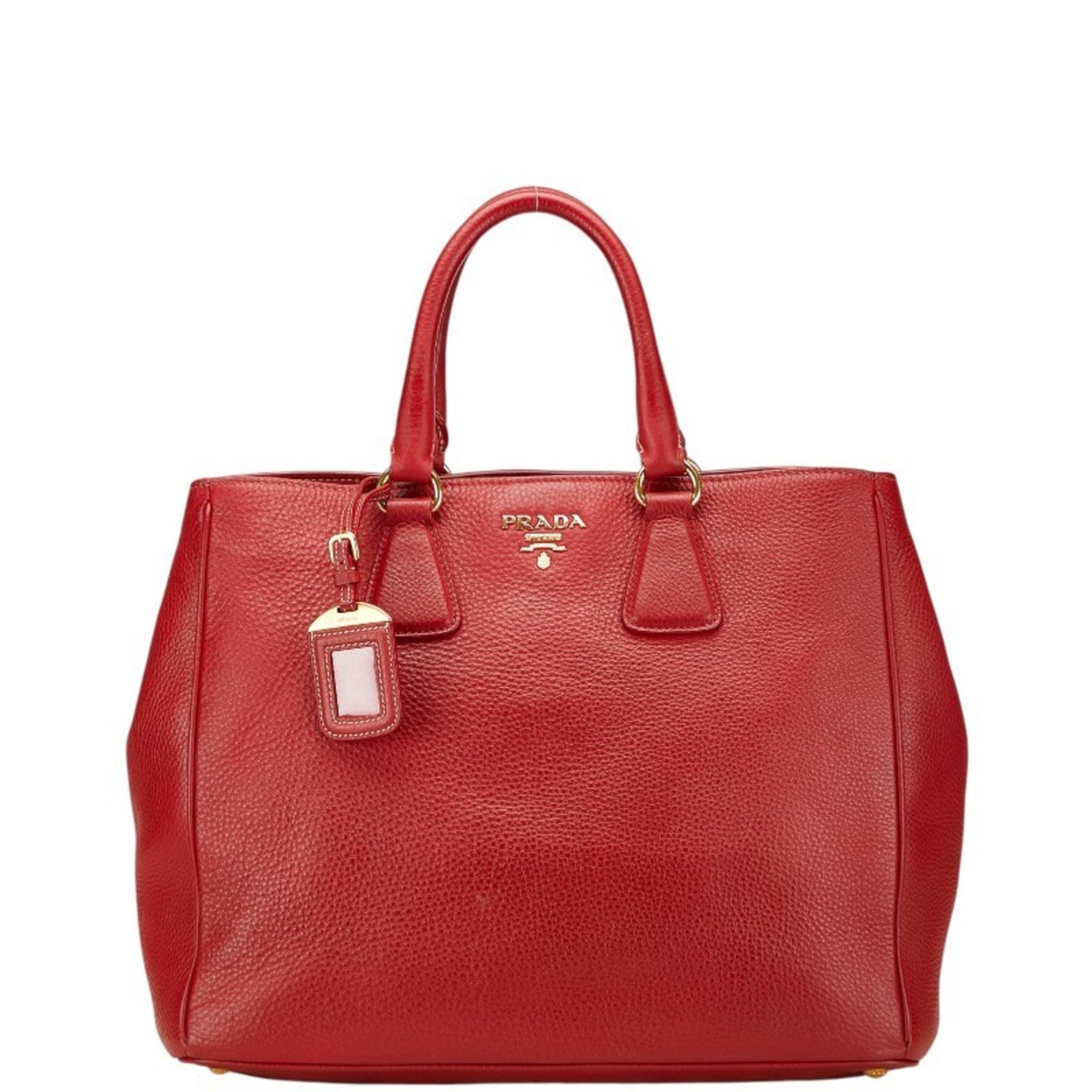 Prada Red Leather Tote Bag