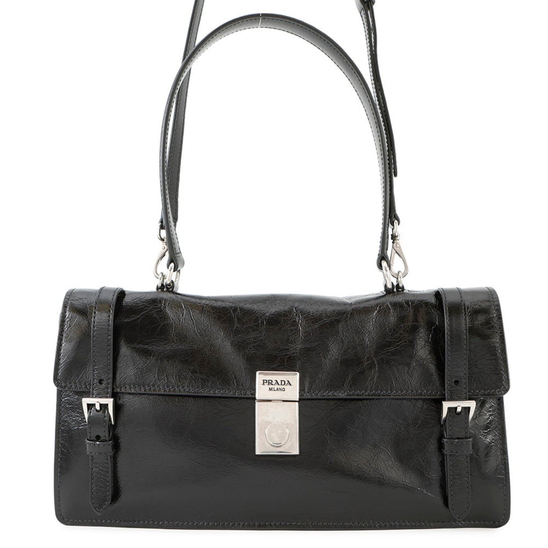 Prada Medium Leather Handbag Shoulder Bag in