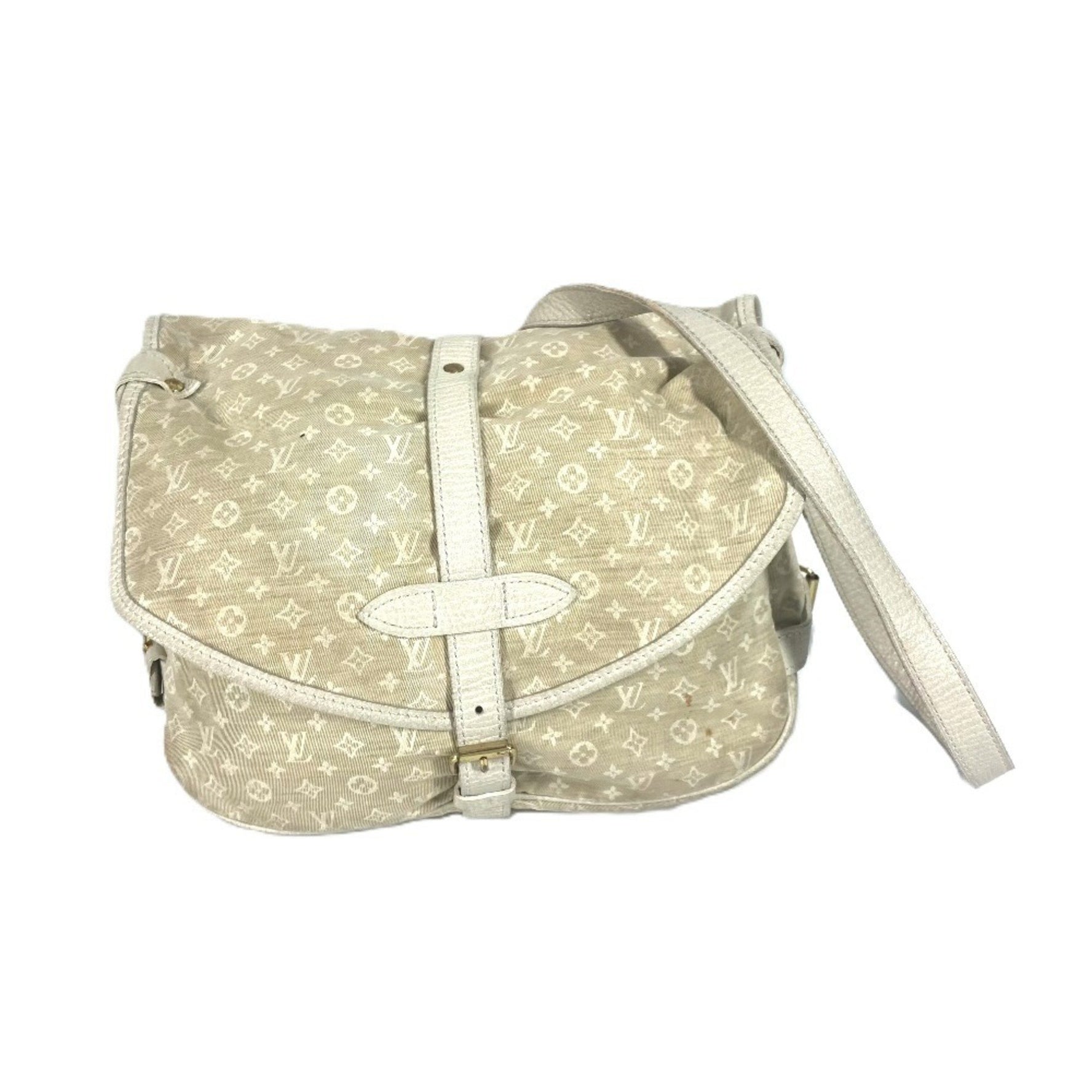 Louis Vuitton Monogram Minilan Saumur 30 Crossbody Bag Flap Shoulder Canvas Dune Beige