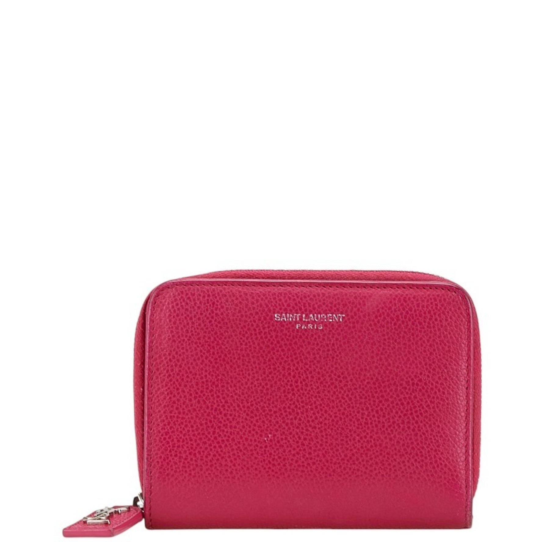 Saint Laurent Bi-fold Wallet Pink Leather Women's SAINT LAURENT