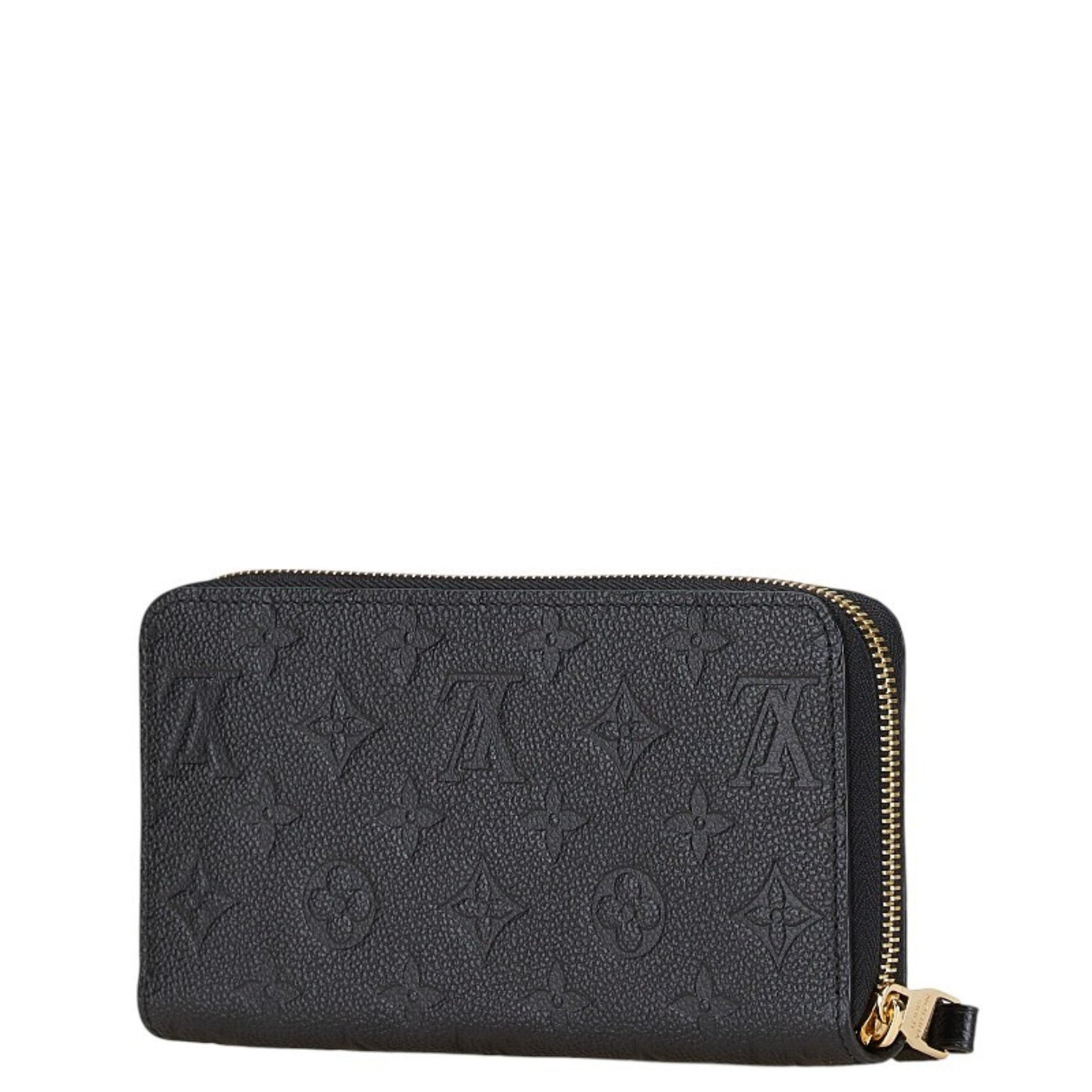 Louis Vuitton Monogram Empreinte Zippy Wallet, Round Zipper Long Wallet Noir Black Leather