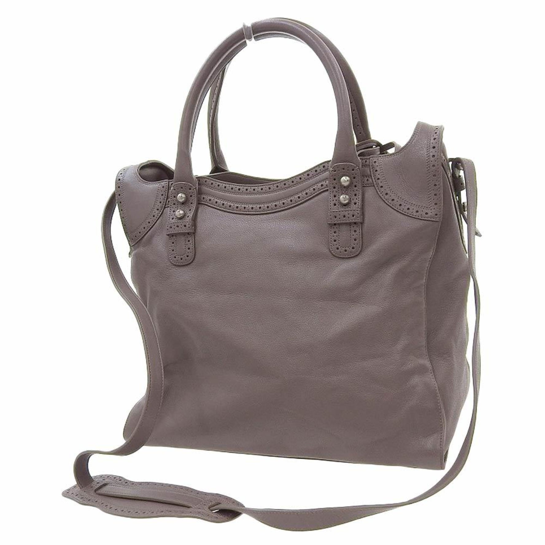 Balenciaga BALENCIAGA Livasity Paper 2WAY Bag Leather Brown 2800