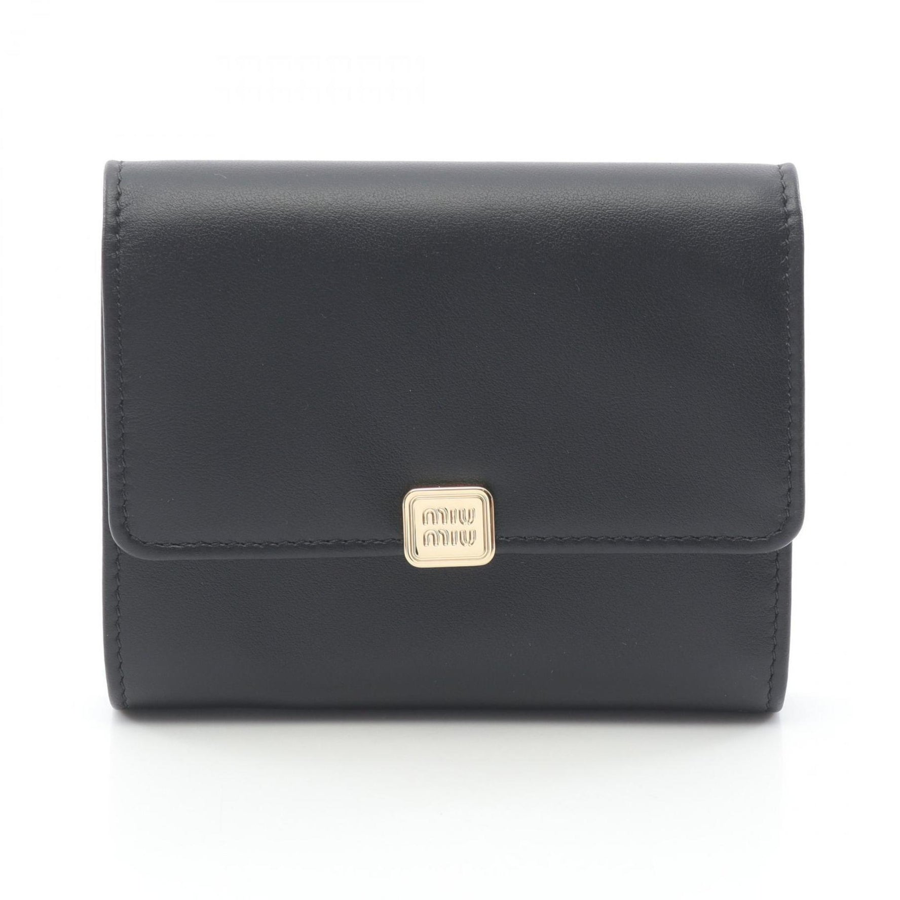 Miu Miu Miu SOFTY METAL Tri-fold Wallet Leather