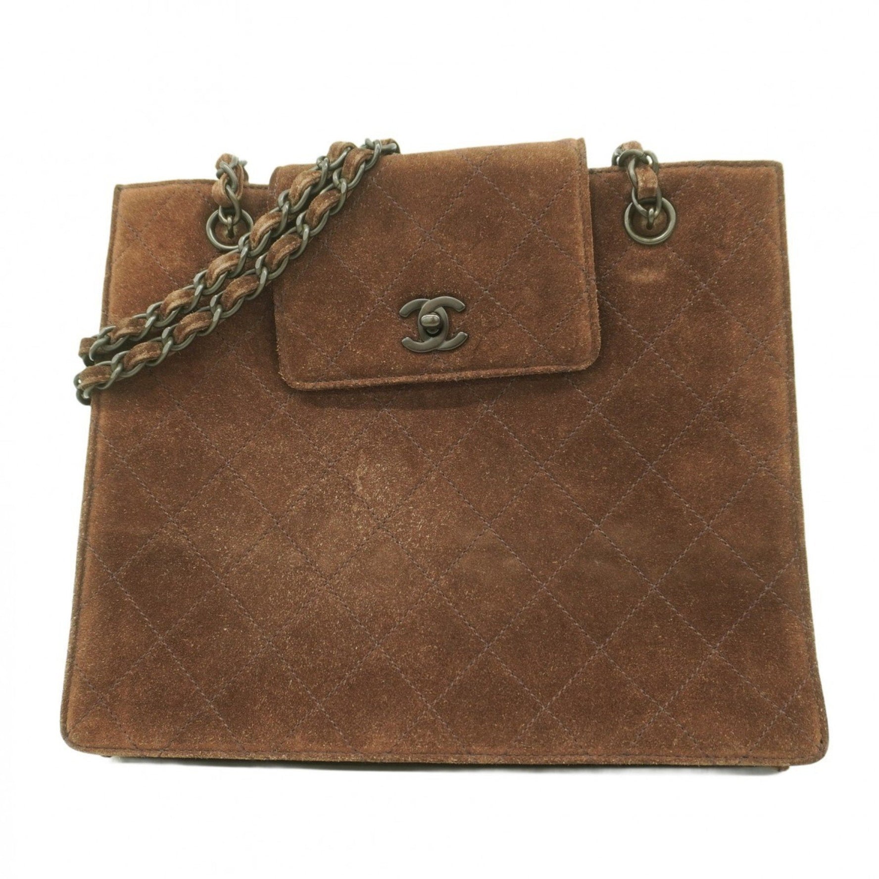 Chanel Matelasse Chain Shoulder Bag, Suede