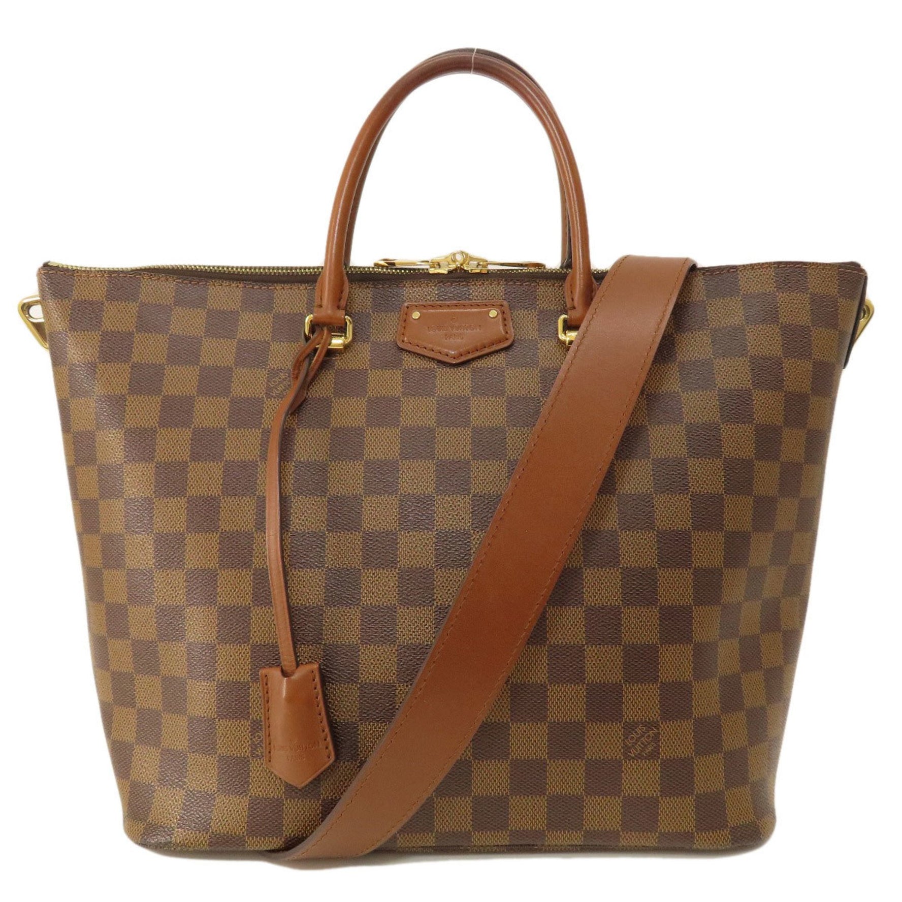 Louis Vuitton Belmont Damier Ebene Tote Bag Canvas