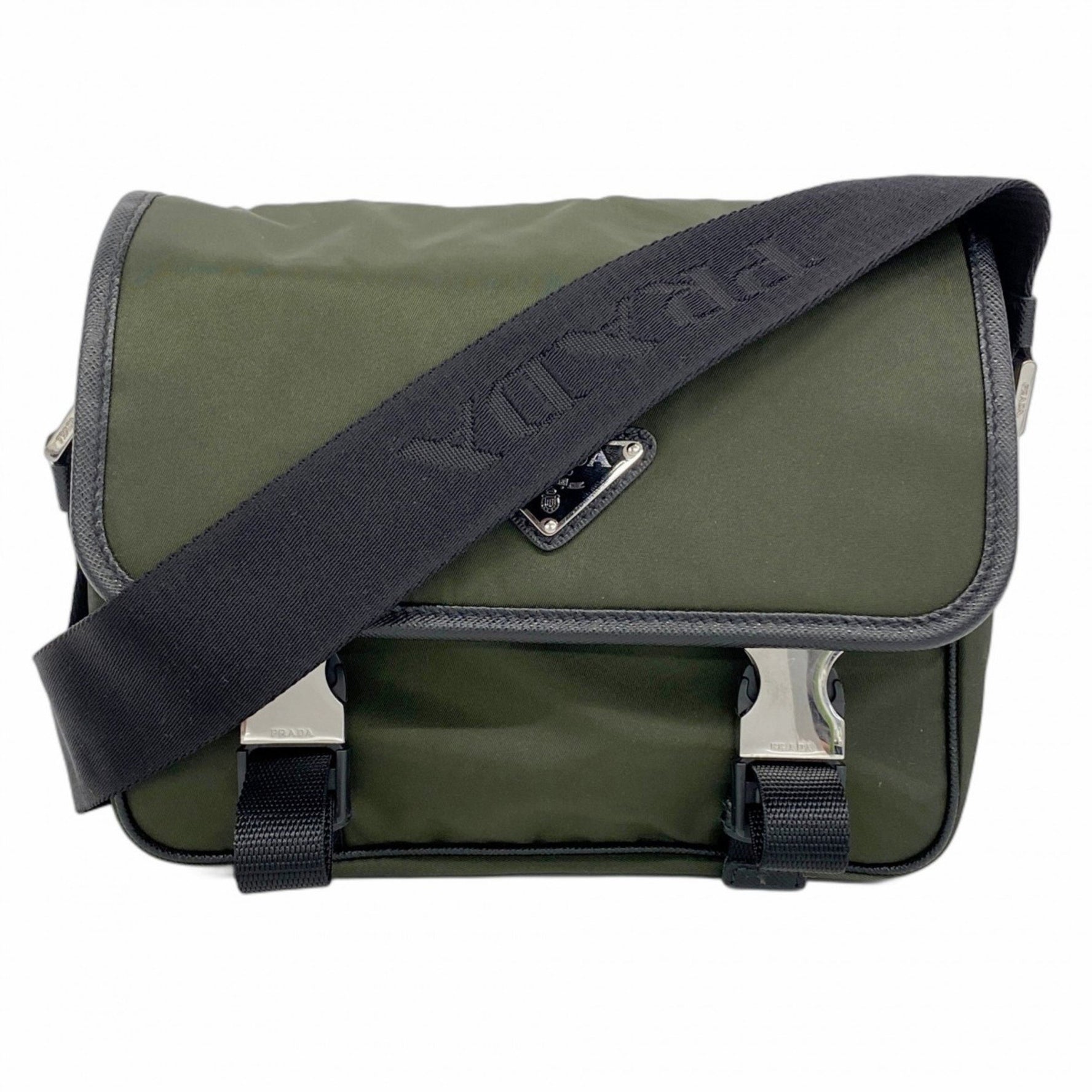 Prada Shoulder Bag Nylon Green Black