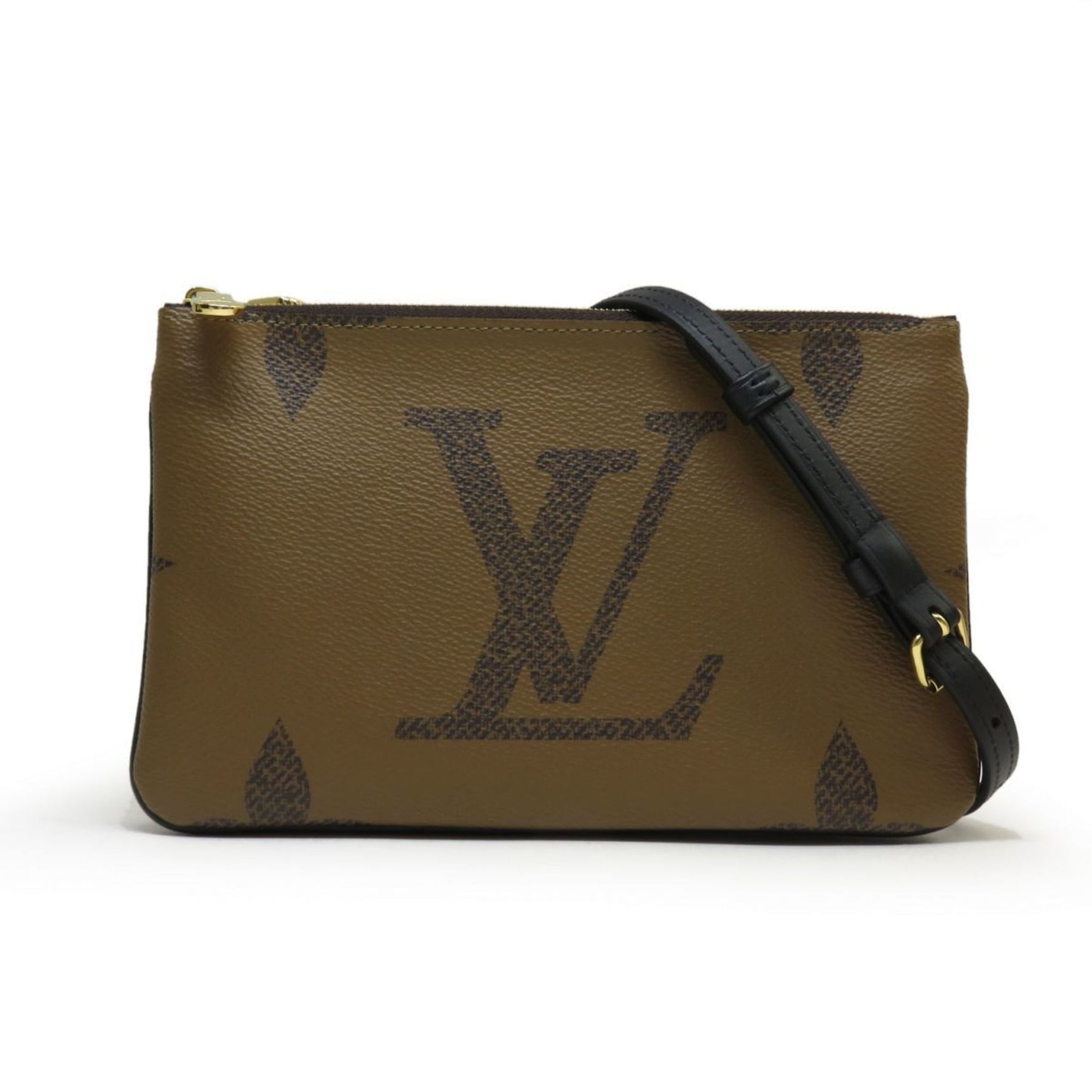 Louis Vuitton Monogram Giant Double Zip Pochette Reverse Shoulder Bag Pouch