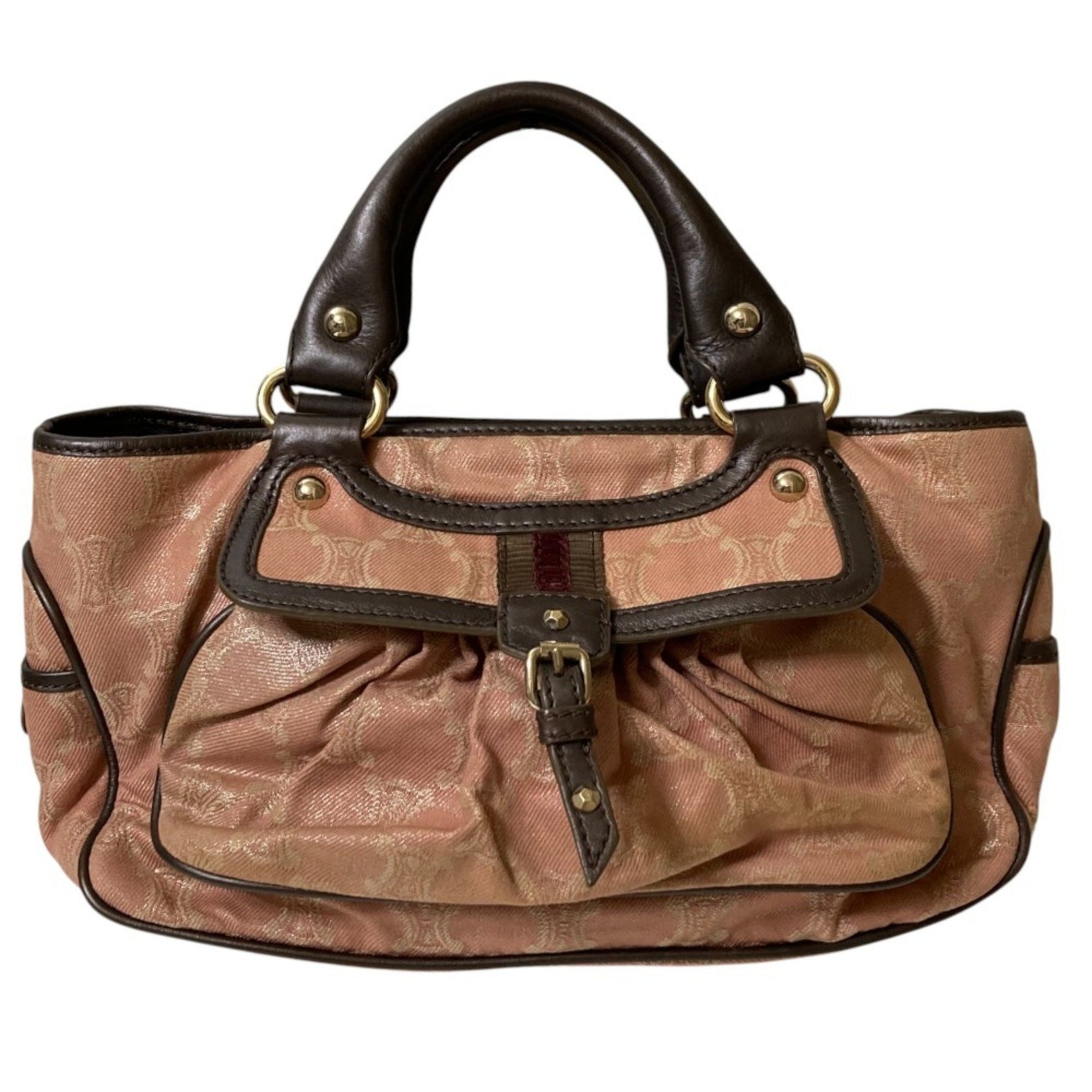 CELINE Jacquard Macadam Boogie Bag Tote Handbag Pink Beige