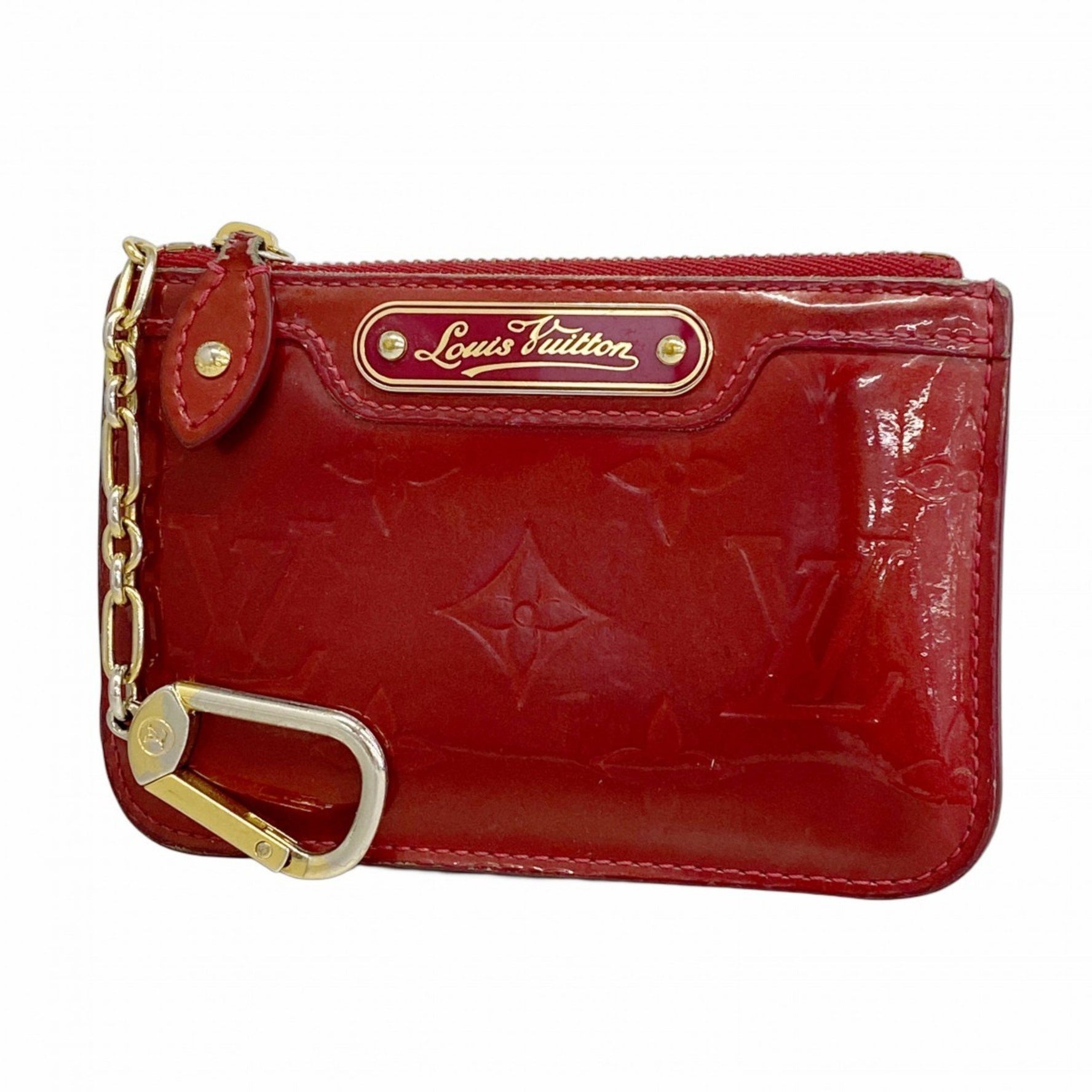 Louis Vuitton Vernis Pochette Cle NM M91737 Rouge Grenadine Women's Wallet/Coin Case