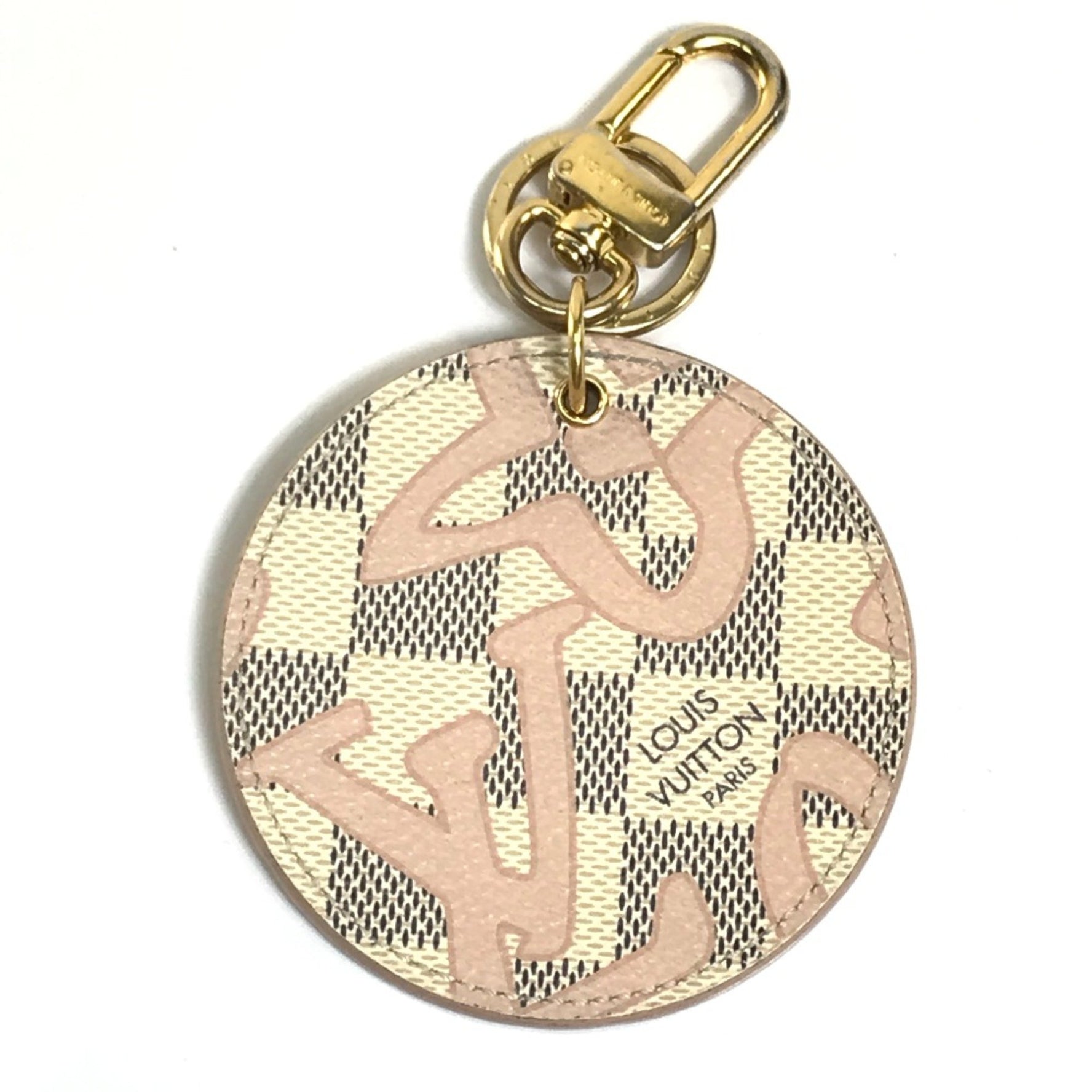 Louis Vuitton Damier Azur charm Key Holder x Pink