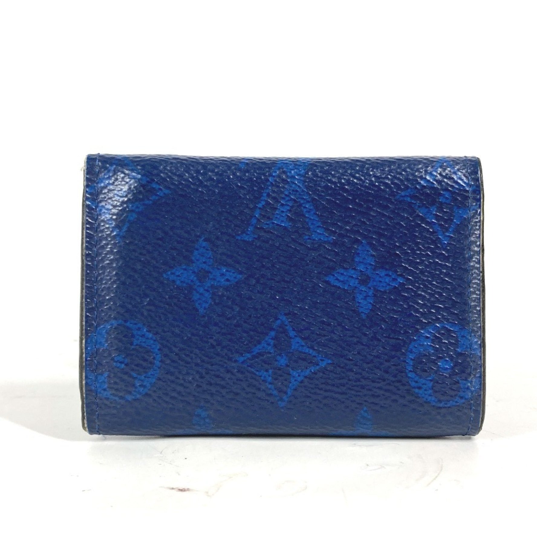 LOUIS VUITTON M67620 Taiga Rama Discovery Compact Wallet, Tri-fold Leather, Monogram Canvas, Men's, Blue