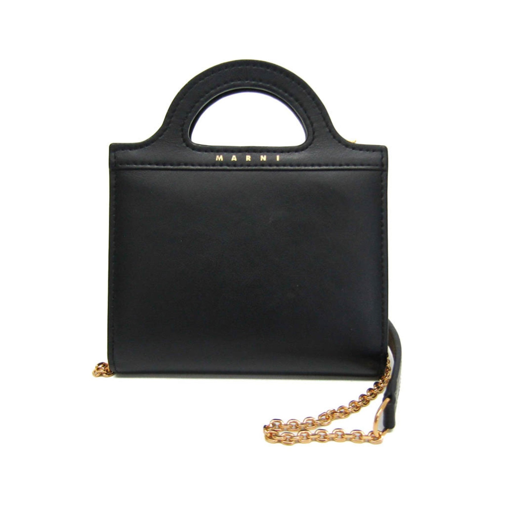 Marni Tropicalia Wallet PFMO0078U0 LV589 Women's Leather Chain/Shoulder Wallet Black