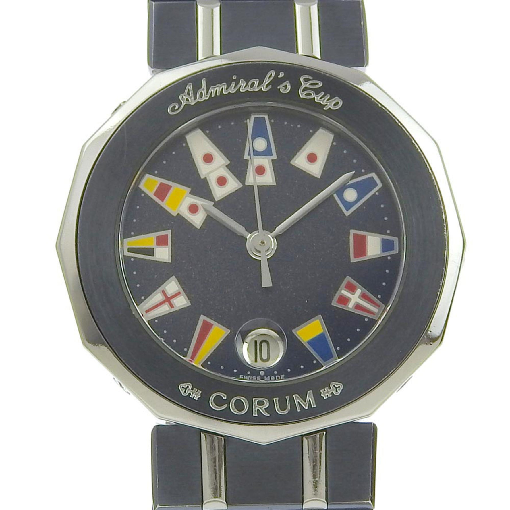 CORUM Admiral's Cup Watch 39.610.30 Stainless Steel x Gun Blue Navy Quartz Analog Display Dial