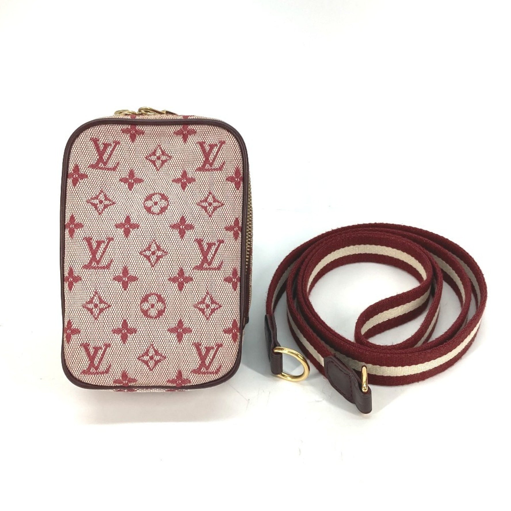 Louis Vuitton Monogram Mini Soft Digital Shoulder Bag with Strap Pochette Pouch Canvas Cherry Red