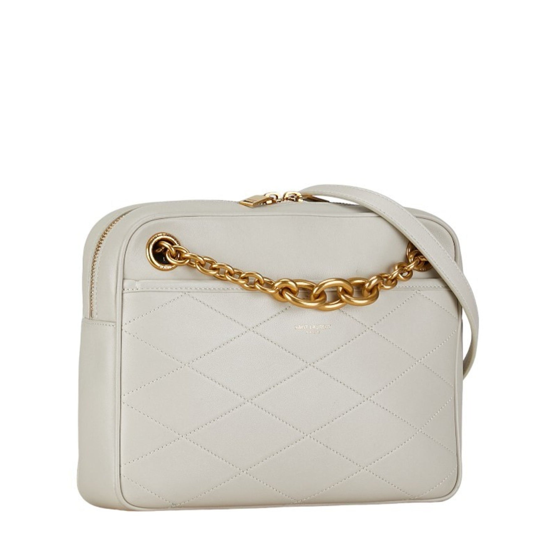 Saint Laurent Chain Shoulder Bag Greige Leather Women's SAINT LAURENT