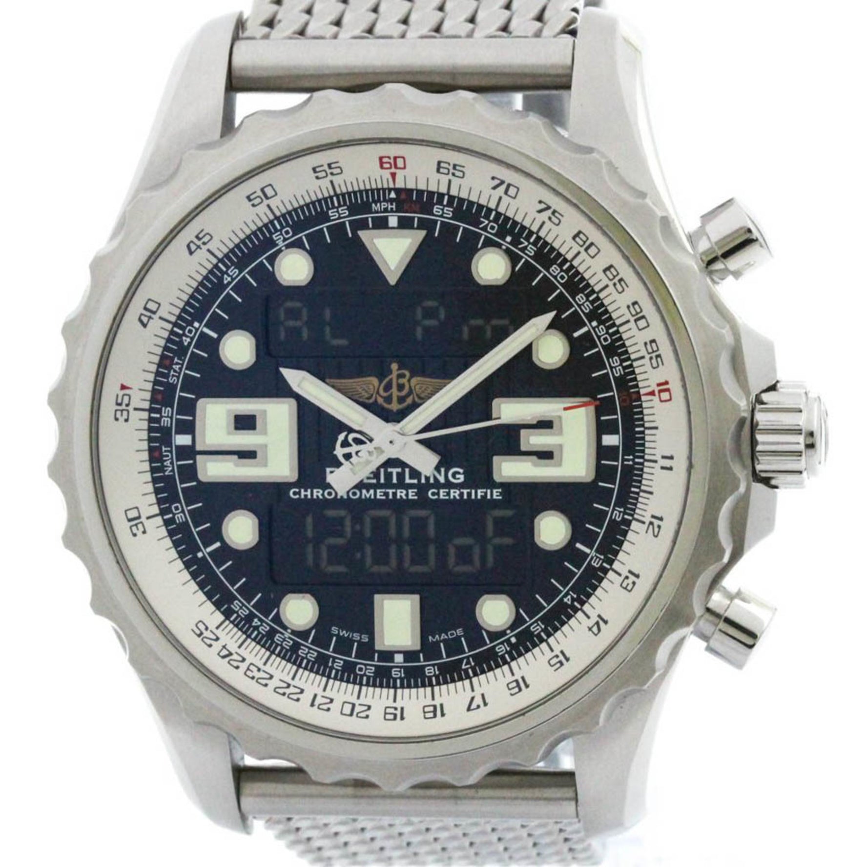 Polished BREITLING Chronospace Stainless Steel Quartz Watch