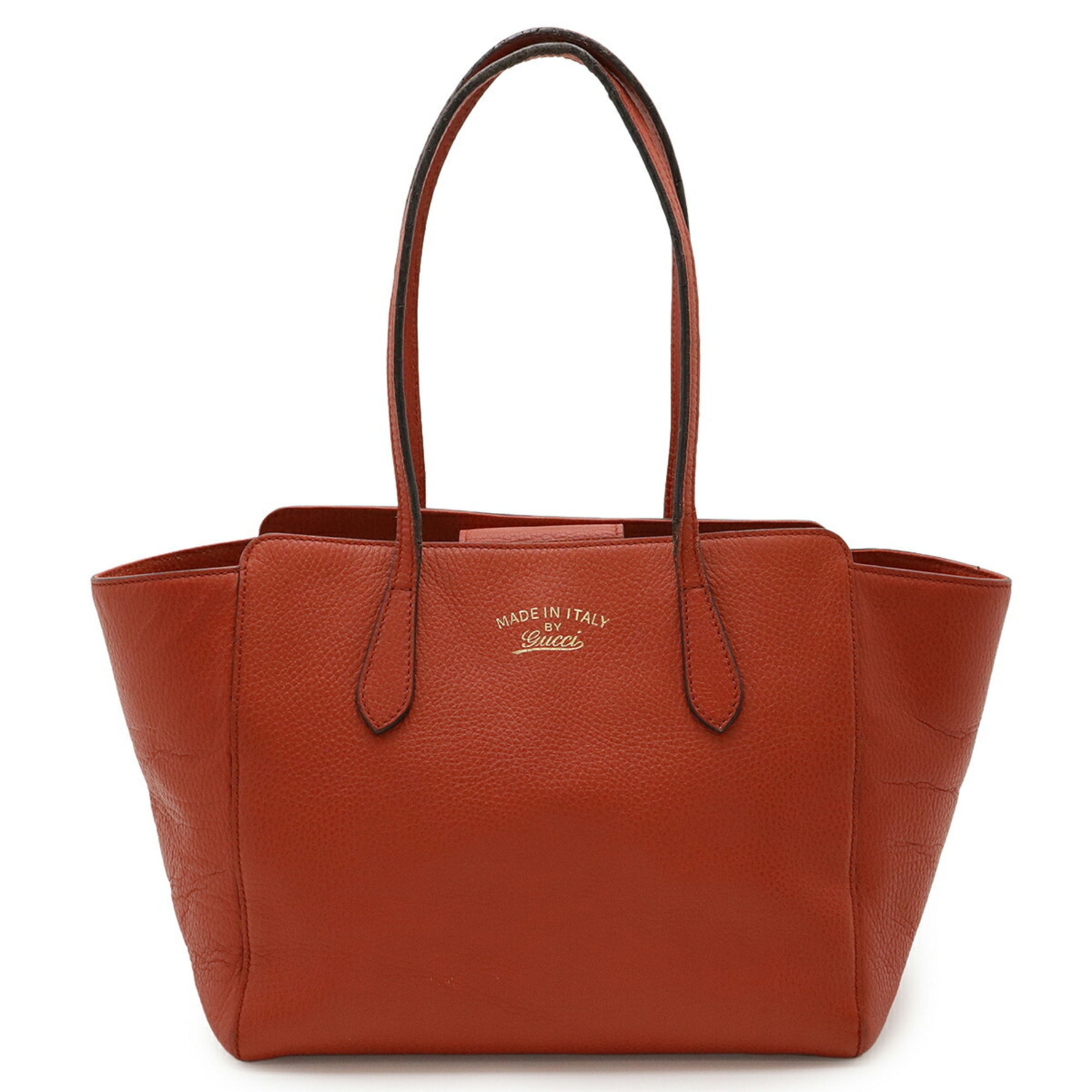 GUCCI Swing Tote Bag Shoulder Leather Red