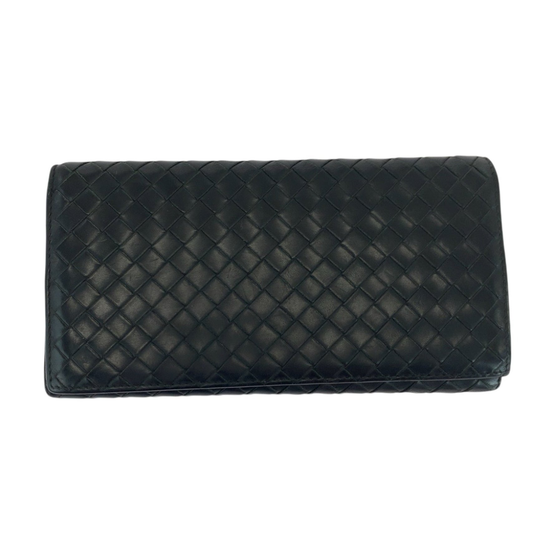 BOTTEGA VENETA Intrecciato Leather Long Wallet with Silver Hardware