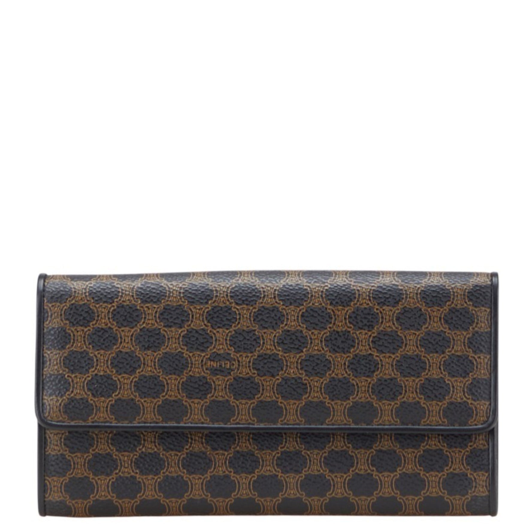 Celine Macadam Long Wallet in Black and Brown Leather
