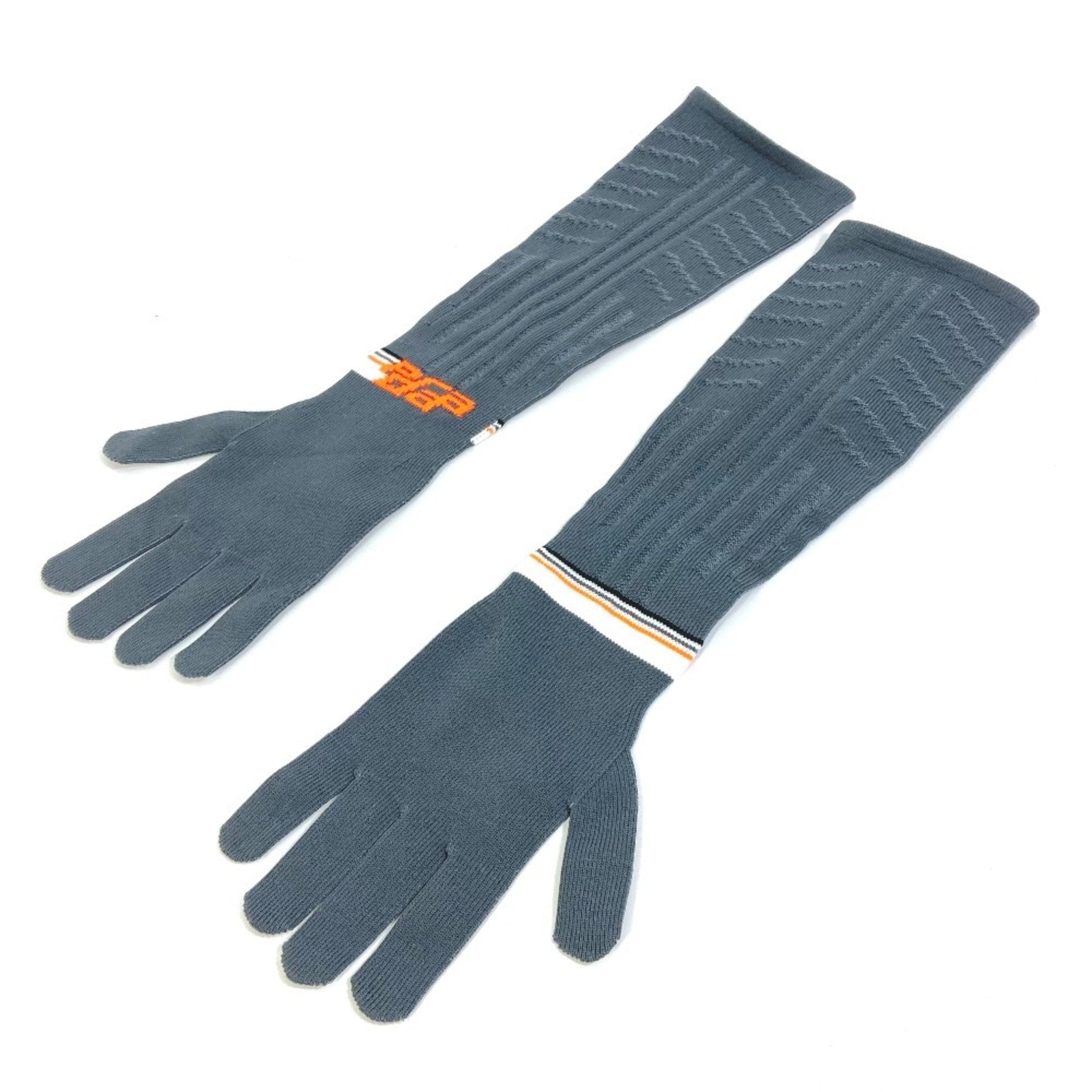 PRADA Long Gloves Polyester Women's Grey