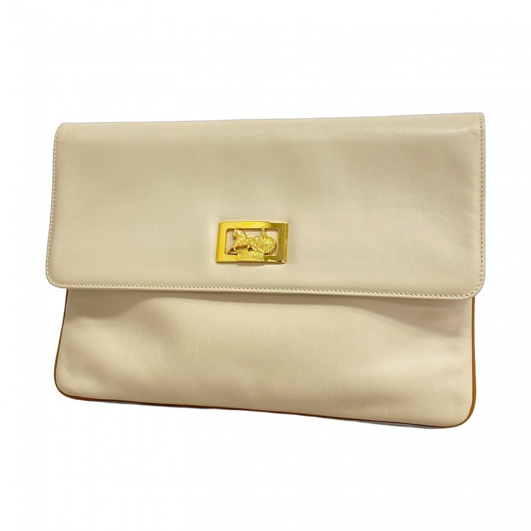 Celine clutch bag with carriage hardware, leather