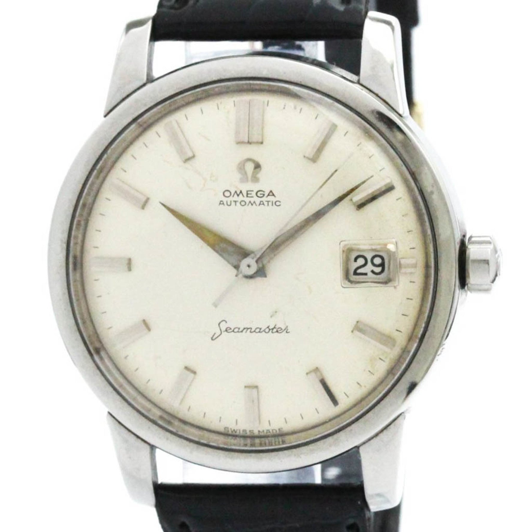 Vintage OMEGA Seamaster Cal 503 Steel Leather Watch 2992