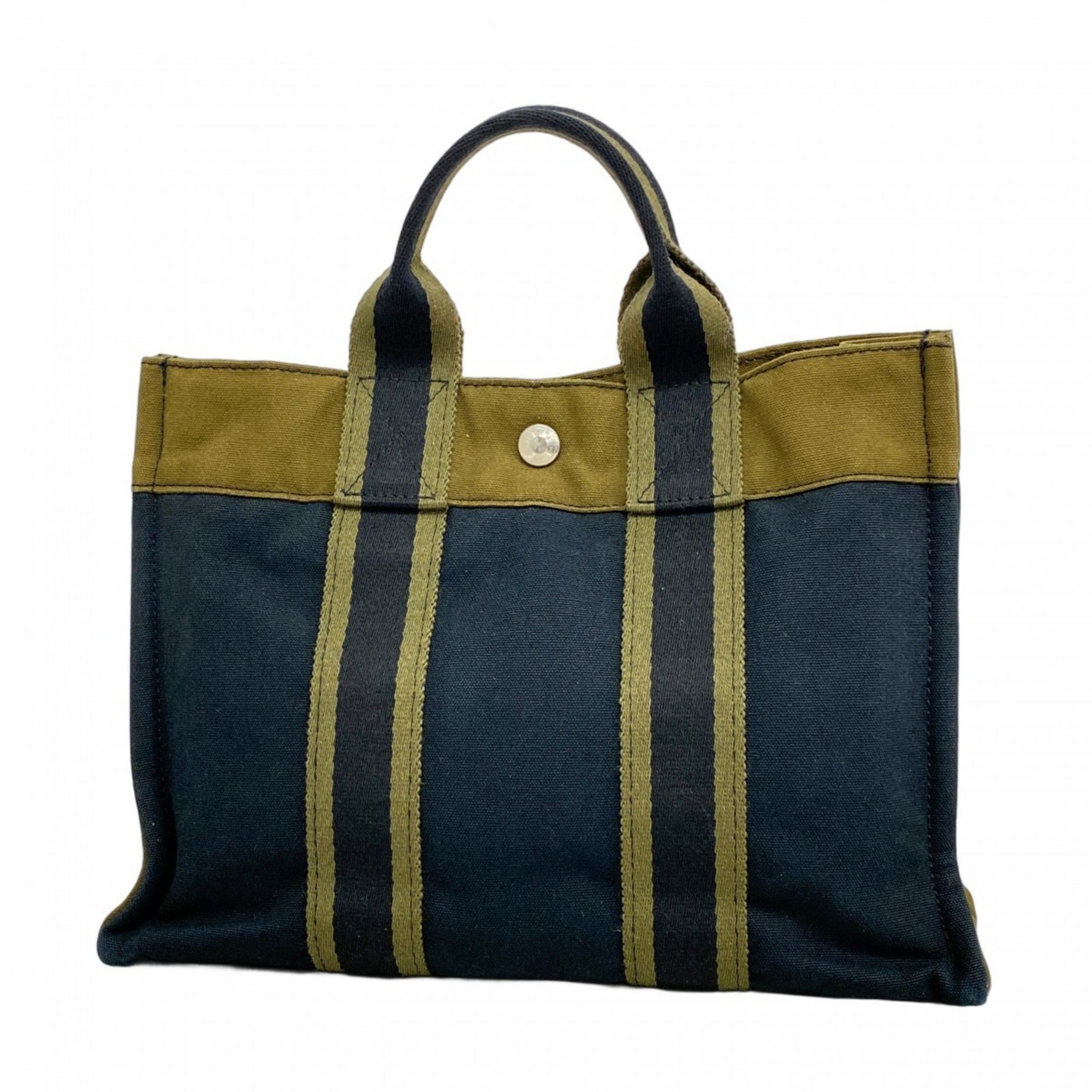 Hermes Hermès Fouleaux PM Tote Bag, Canvas, Navy Green
