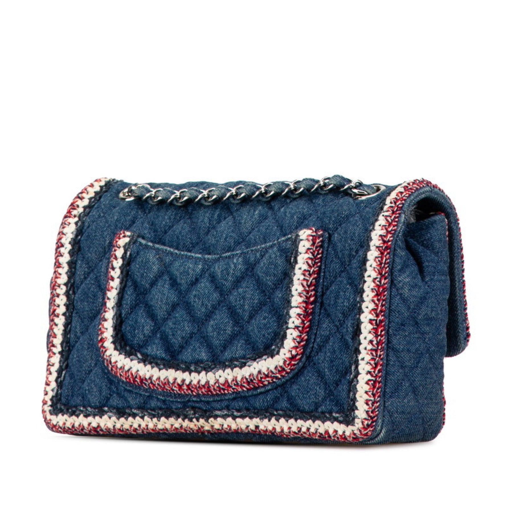Chanel Matelasse Coco Mark Chain Shoulder Bag Handbag Blue Red Denim