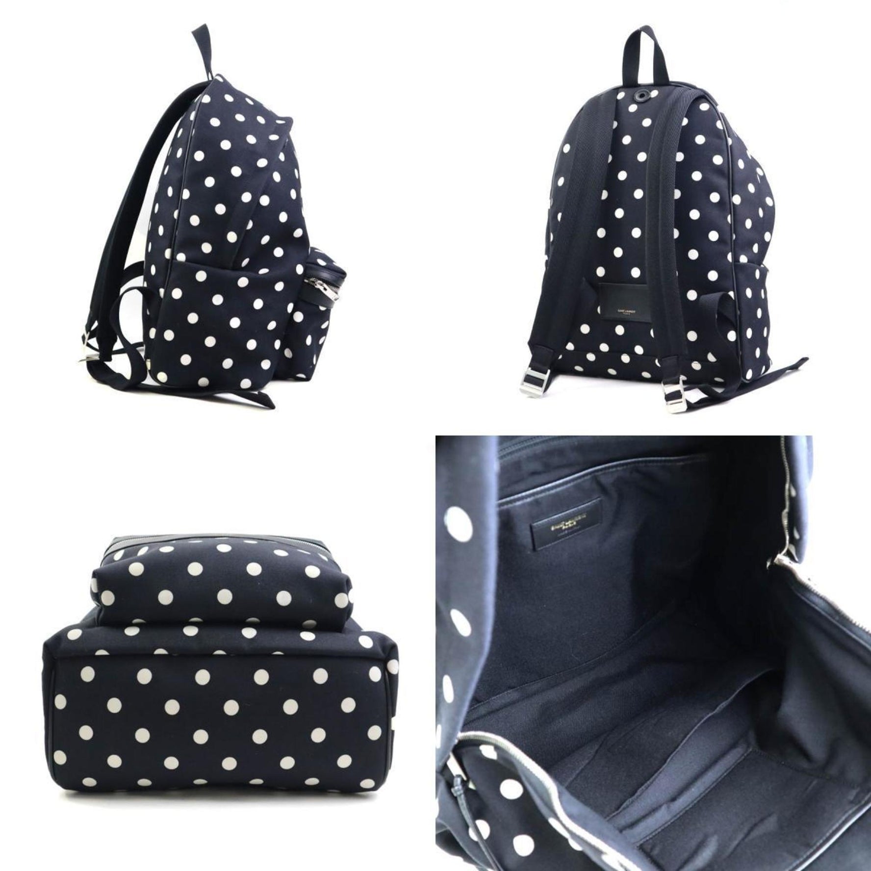 Saint Laurent SAINT LAURENT Backpack Nylon Black x White Men's Women's 56122g