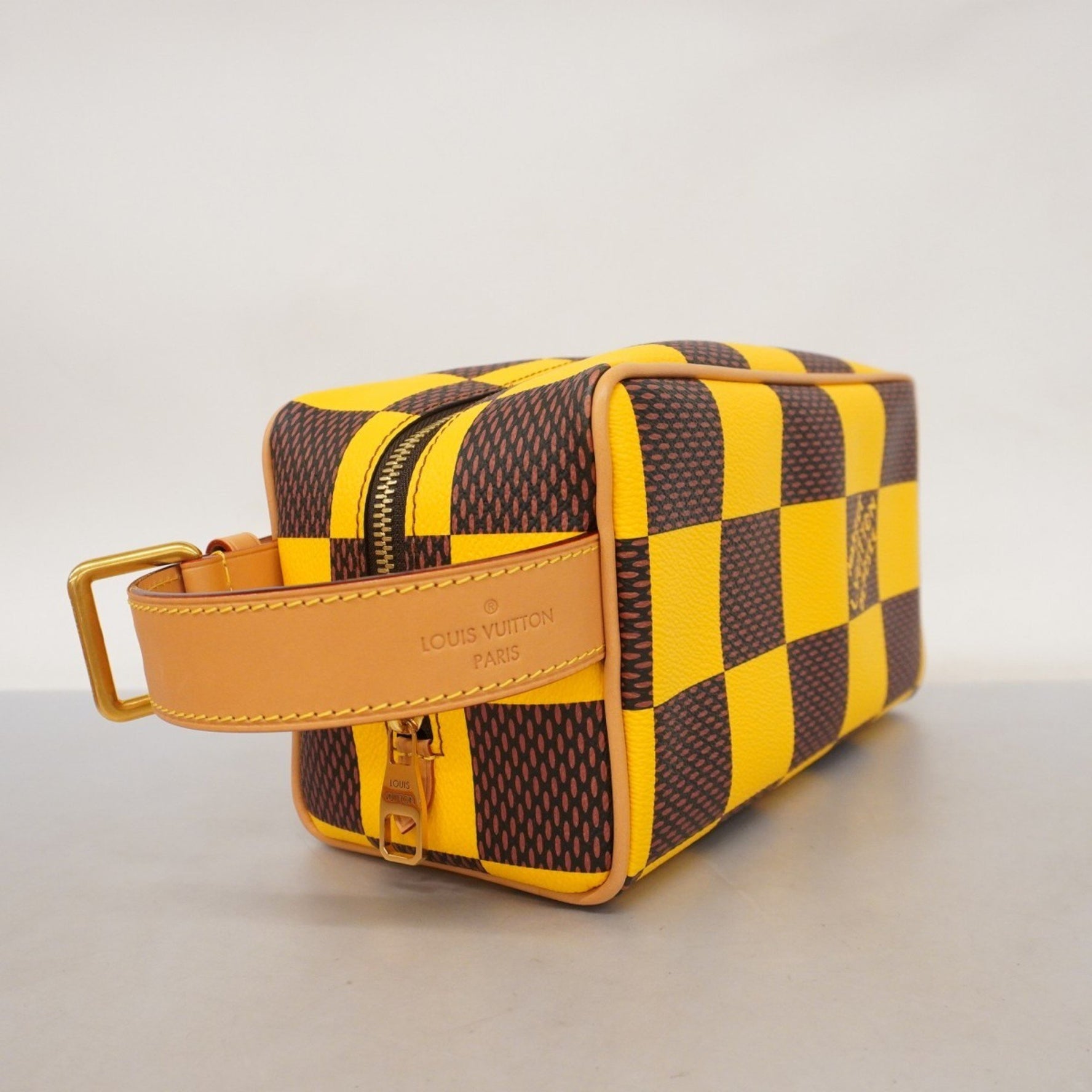 Louis Vuitton Damier Pop Locker Dopp Kit N40567 Handbag, Brown, Matte Jaune, Men's